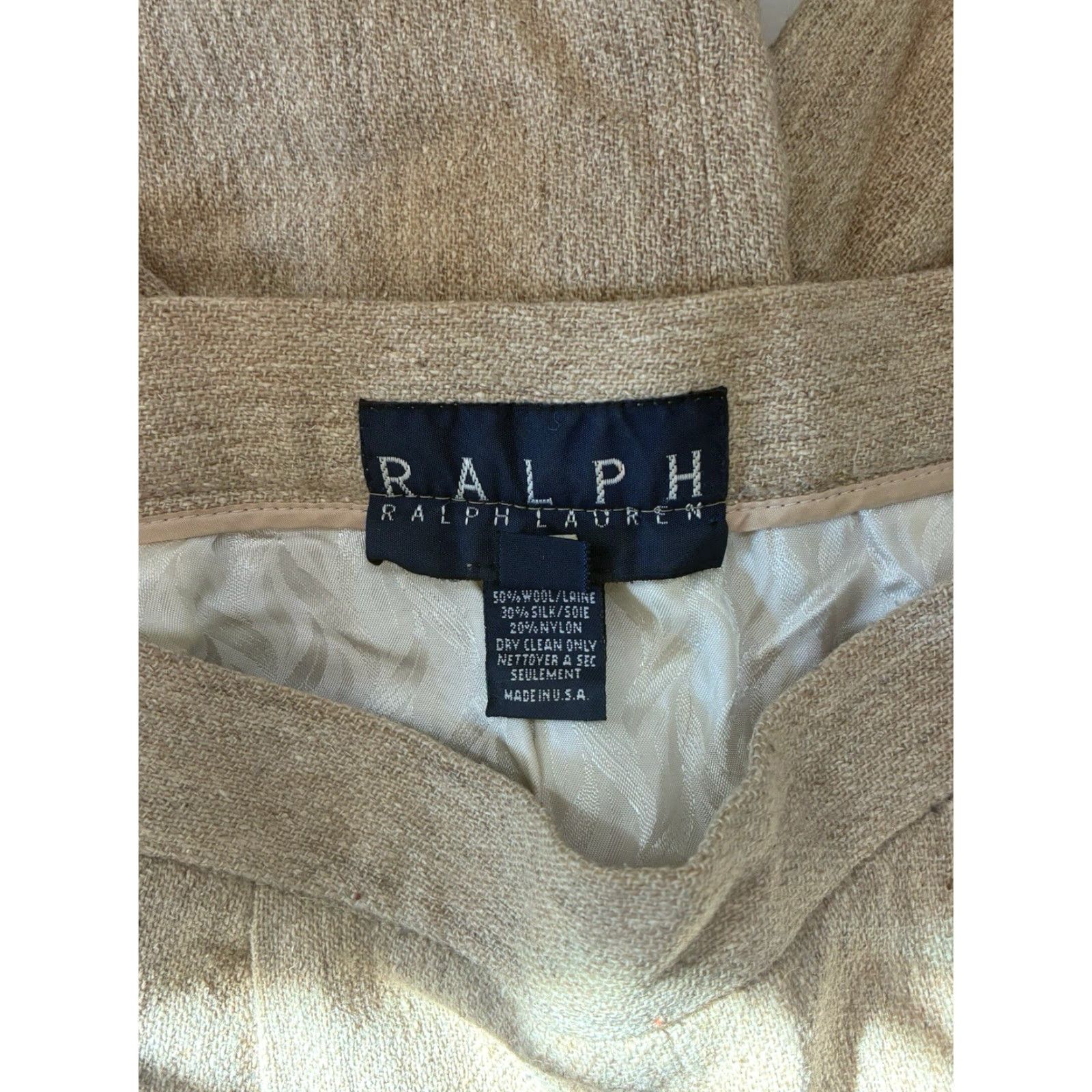 Ralph Lauren VINTAGE Ralph Lauren Dress Pants Women's Wide-Leg 4 Beige USA 90s Size 27" / US 4 / IT 40 - 3 Thumbnail