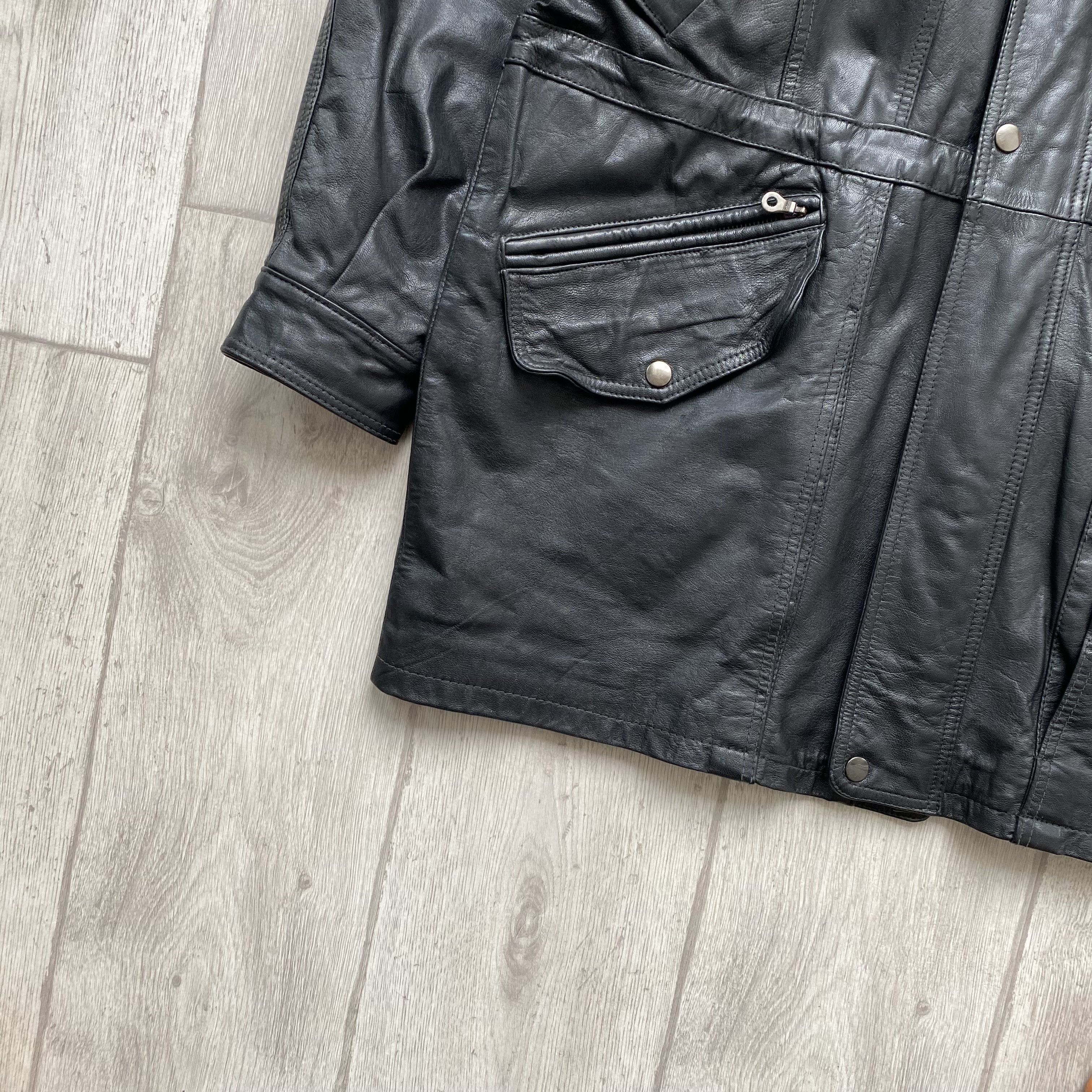 Genuine Leather Vintage 90s Real Leather Jacket Parka Coat Balenciaga style Size US L / EU 52-54 / 3 - 3 Thumbnail