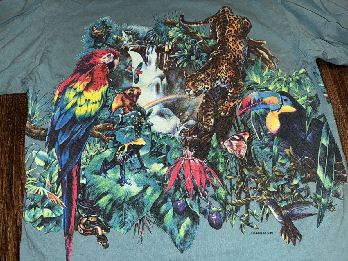 Habitat Vintage 90s Habitat Rainforest Animal Jungle Graphic T-Shirt Size US XL / EU 56 / 4 - 5 Thumbnail