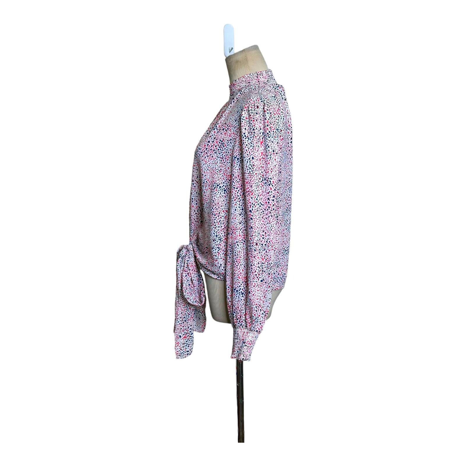 Rachel Zoe Rachel Zoe confetti print mock neck front tie blouse size XS Size XS / US 0-2 / IT 36-38 - 7 Thumbnail