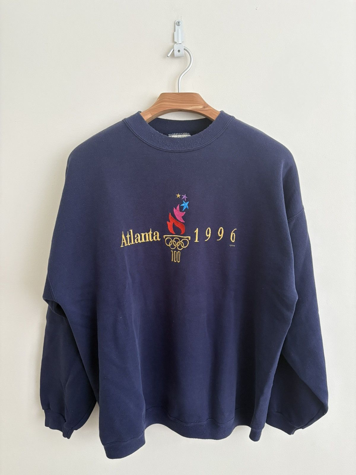 Vintage Atlanta 1996 Olympic Navy Crewneck Sweatshirt Size US XL / EU 56 / 4 - 1 Thumbnail