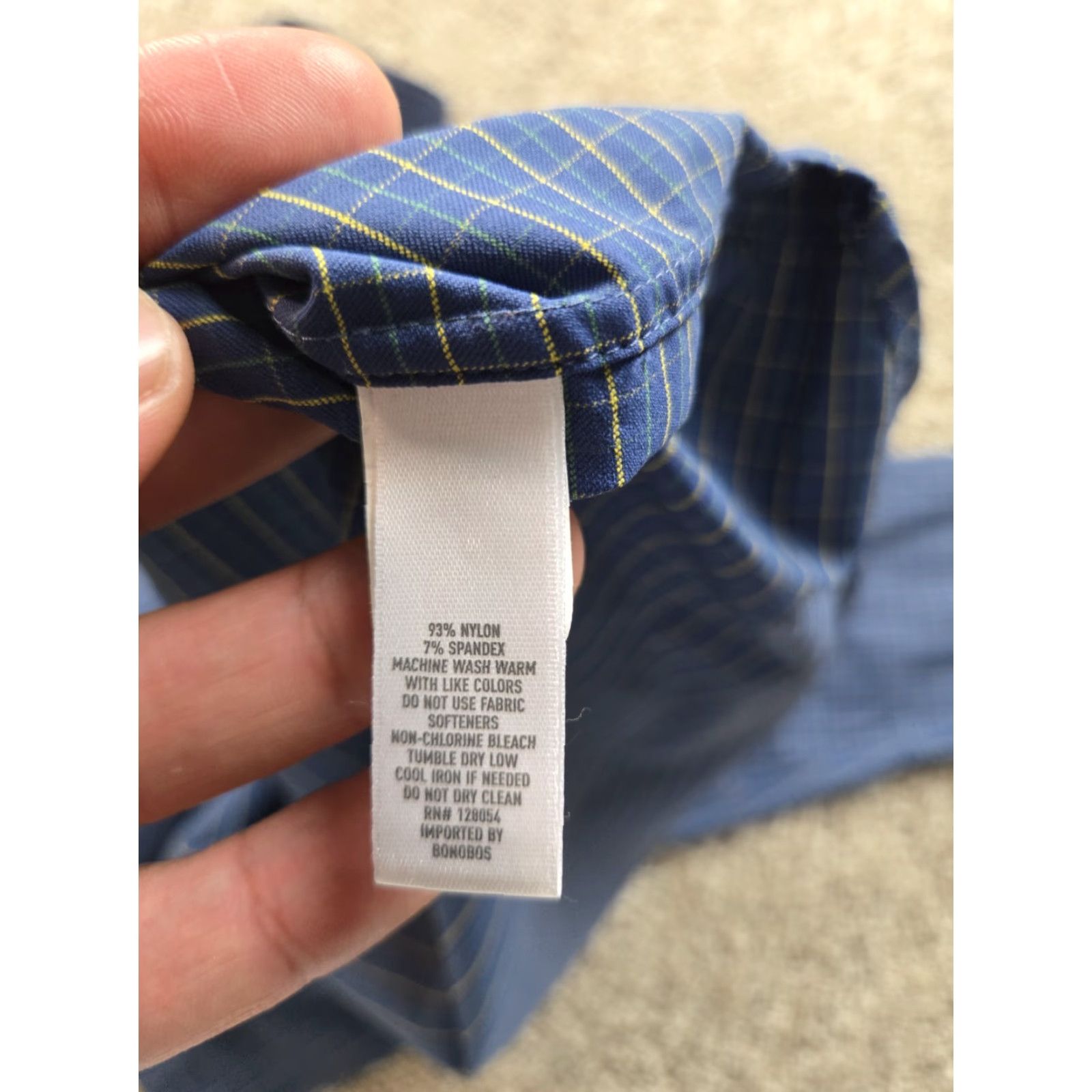 Bonobos Bonobos Shirt XL Men Blue Check Standard Fit Long Sleeve Button Up Nylon Stretch Shirt Size US XL / EU 56 / 4 - 5 Thumbnail