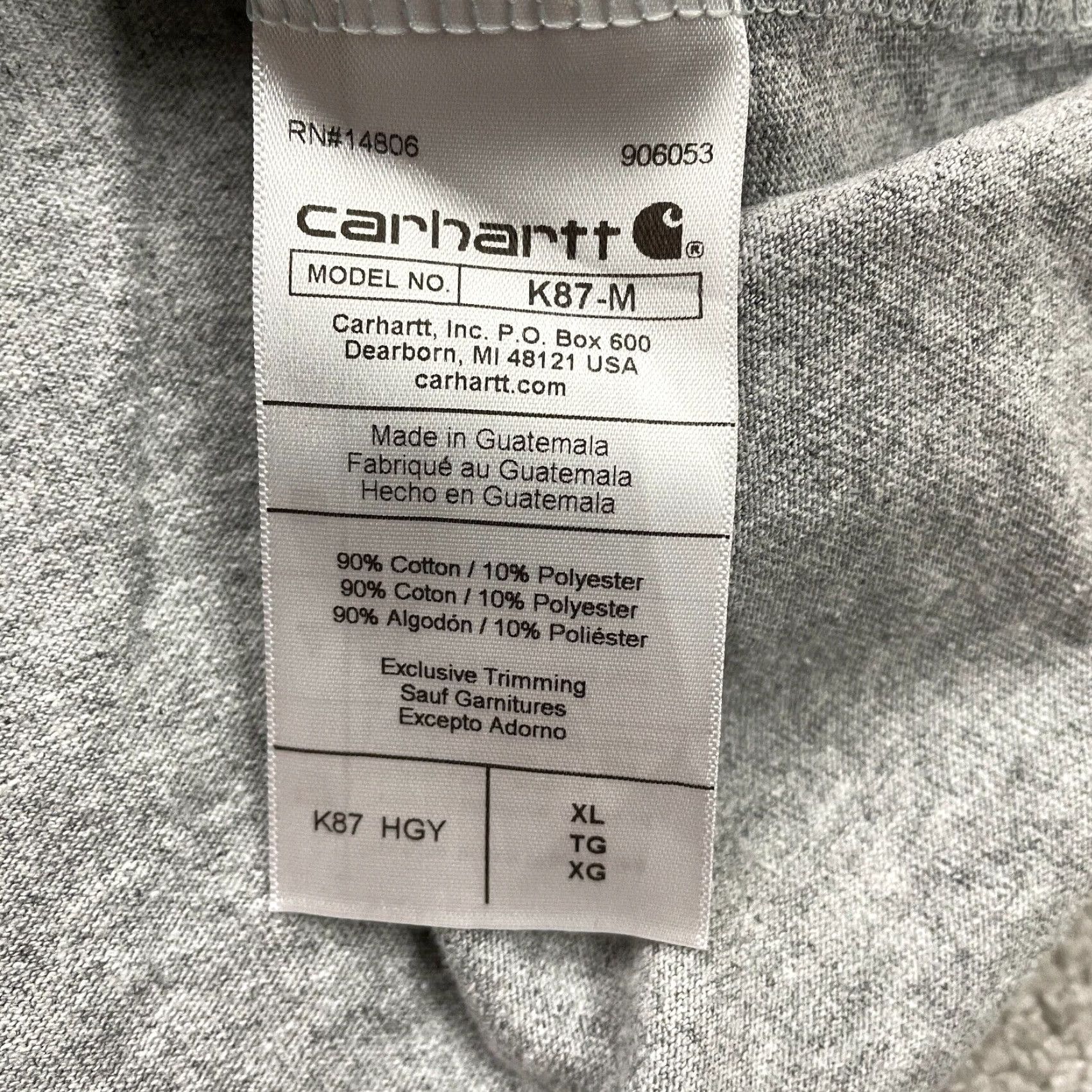 Carhartt Carhartt K87 T-Shirt Mens XL Gray Loose Fit Crew Neck Cotton Polyester Pocket Shirt Size US XL / EU 56 / 4 - 5 Thumbnail