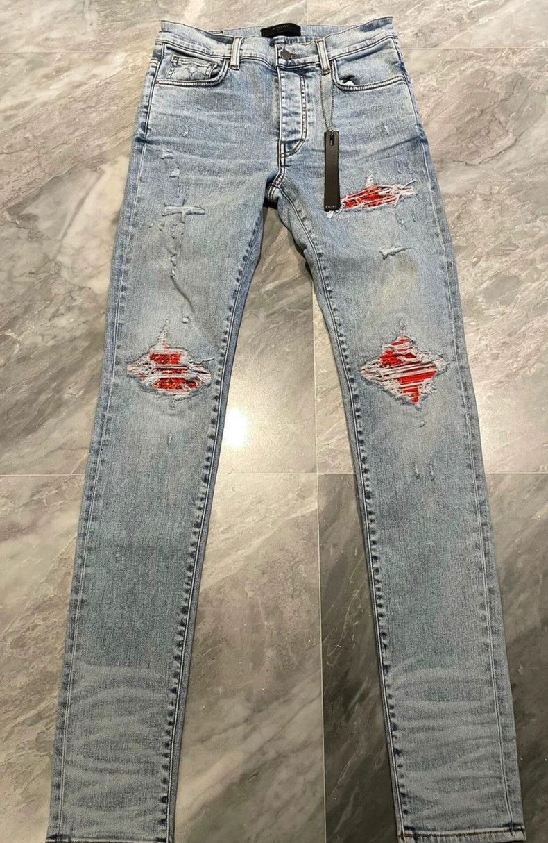 Amiri Amiri store limited edition colorful patched blue denim Size US 31 - 1 Thumbnail