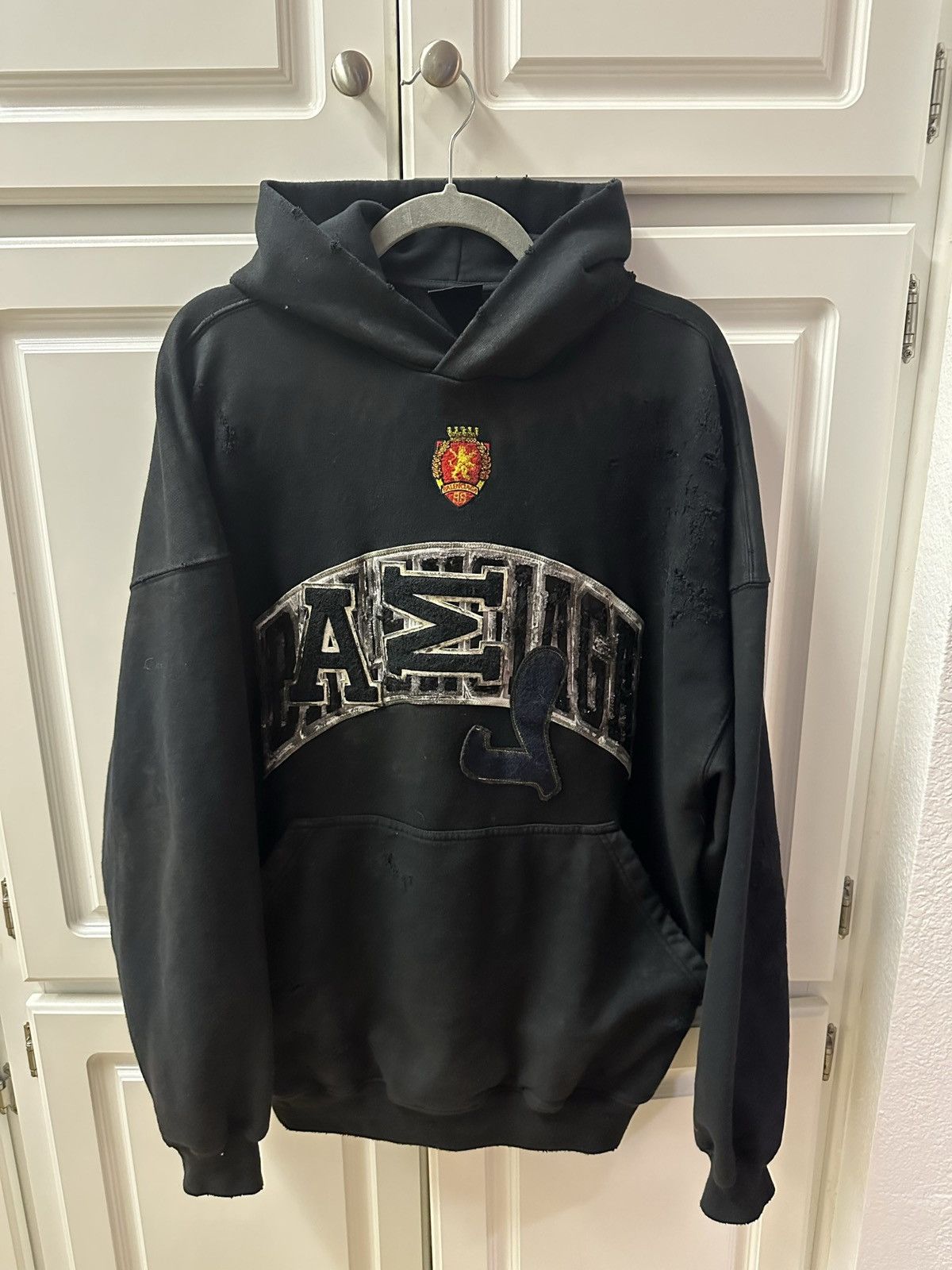 image of Balenciaga Fw23 Skater Pullover Hoodie in Black, Men's (Size Small)