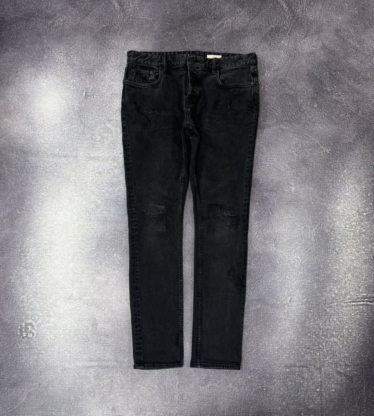 Allsaints AllSaints Cigarette Damaged Men’s Slim Tapered Denim Jeans Size US 33 - 1 Thumbnail