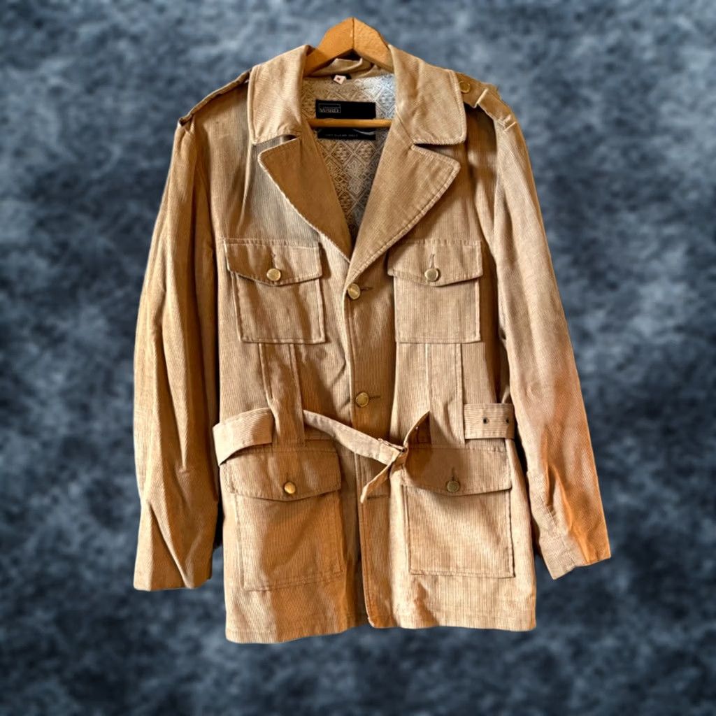 Vintage VINTAGE Montgomery Ward Belted Corduroy Jacket Men Medium Tan Size US M / EU 48-50 / 2 - 1 Thumbnail