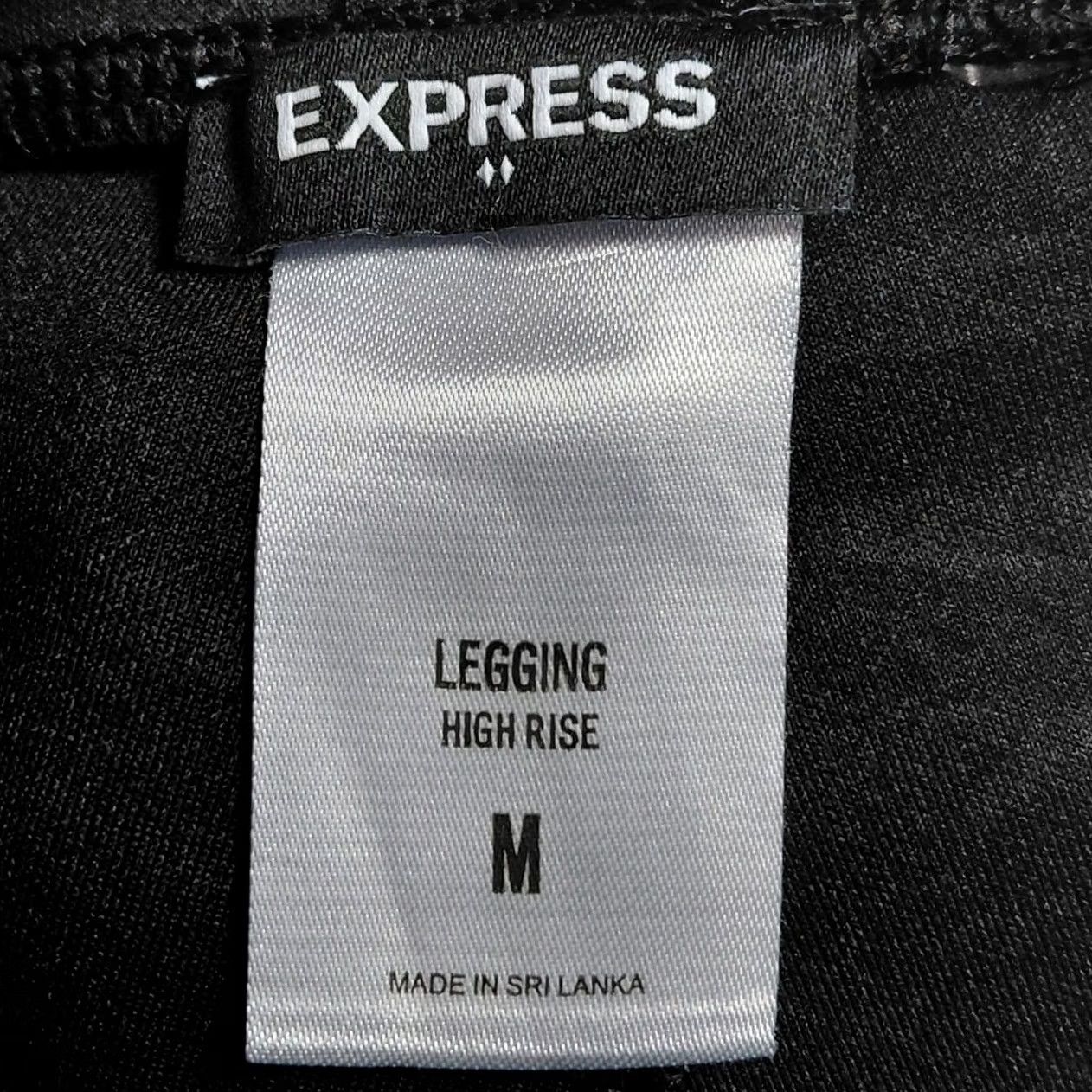 Express EXPRESS Black Solid Knit High Rise Leggings Women M Knit Polyester Spandex Activewear Gym Running Ankle (Regular) Far Fall Spring Size 32" / US 10 / IT 46 - 3 Thumbnail