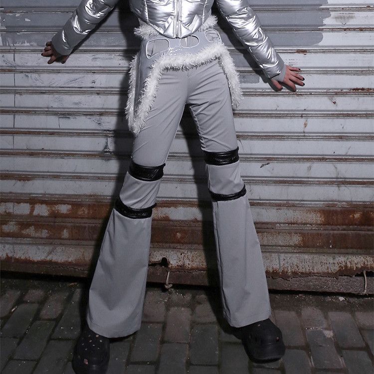 Japanese Brand Tilt Knees Puffer Paneled Pants Gorpcore Futuristic Size 27" / US 4 / IT 40 - 3 Thumbnail