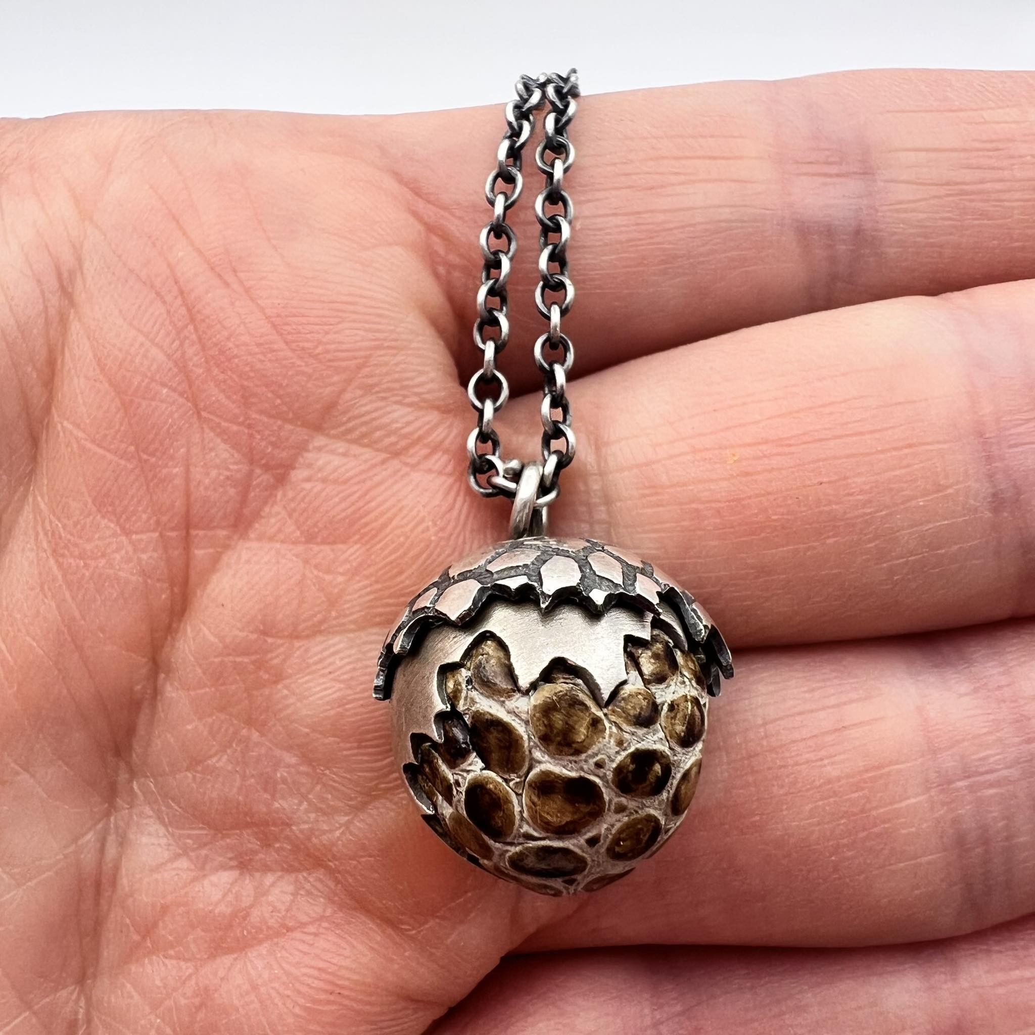 Vintage Sterling Silver 925 Necklace Snake Leather Pendant