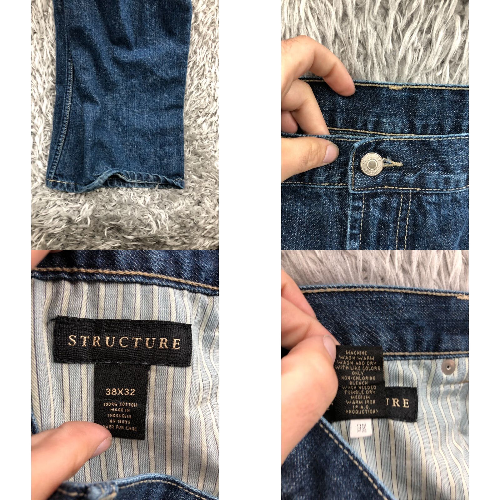 Vintage Structure Jeans Size 38x32 Mens Bootcut Regular Medium Wash Blue Size US 38 / EU 54 - 8 Thumbnail
