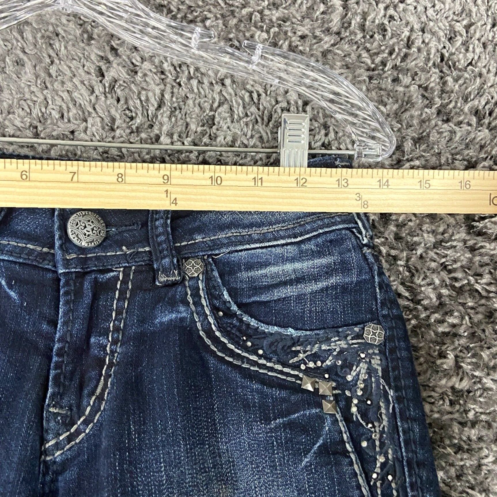 Silver Jeans Co. SILVER JEANS Suki Straight Blue Jeans Women’s 25 Studded Heavy Stitch Metal Size 42" / US 20 - 7 Thumbnail