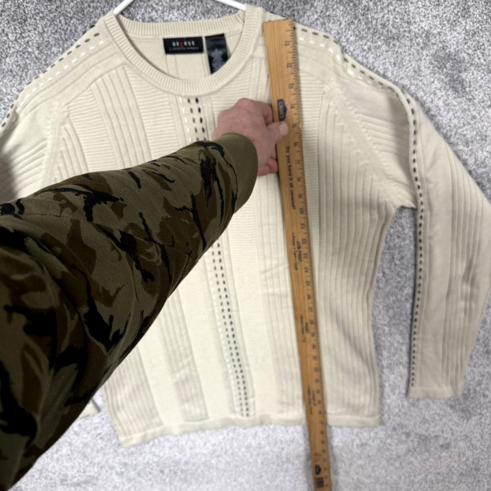 Vintage VINTAGE Axcess Sweater Men M Crew Neck Textured Knit Beige 90s Hip Hop Streetwear Biggie Casual Size US M / EU 48-50 / 2 - 2 Thumbnail