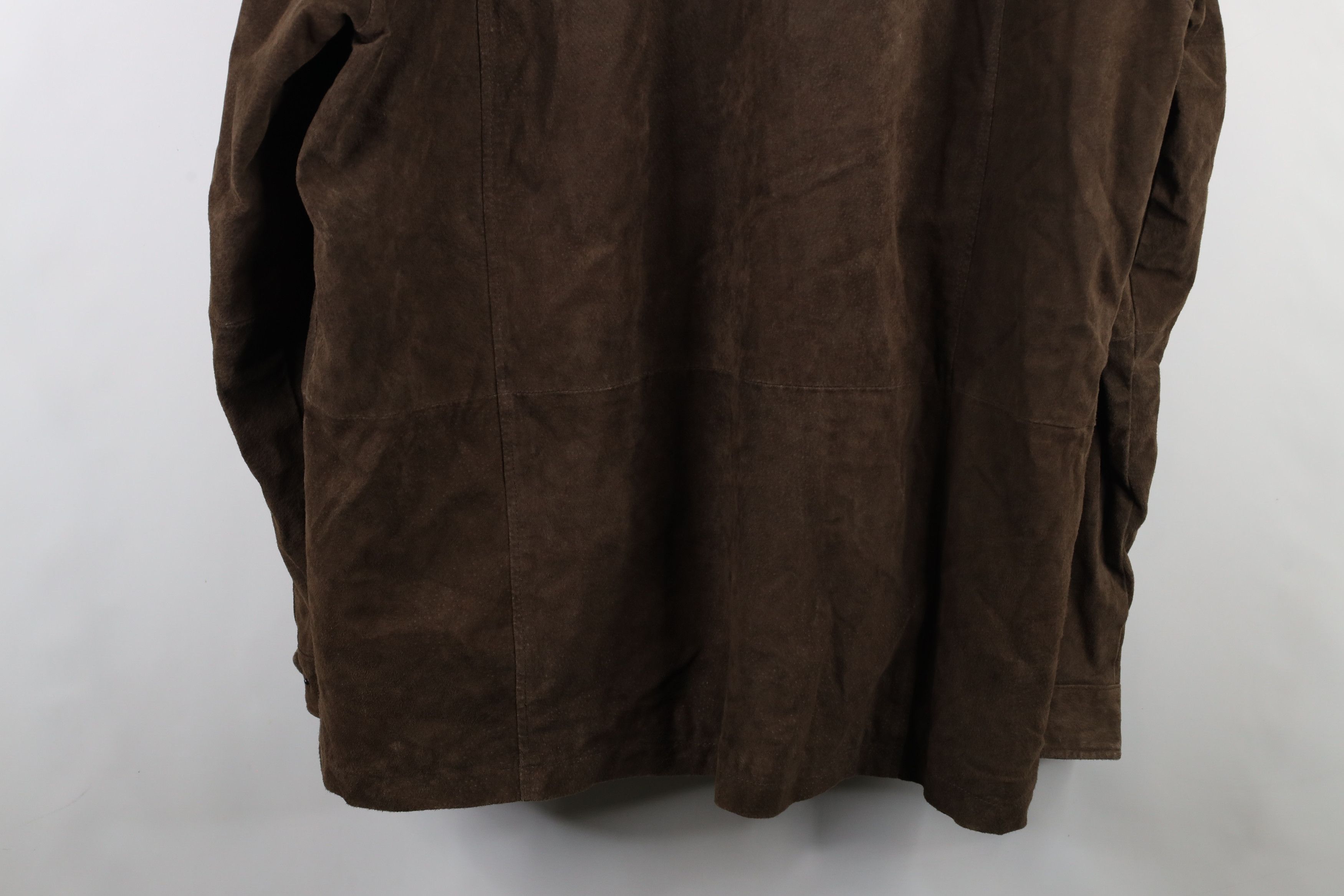 Vintage Vintage 90s Streetwear Suede Leather Full Zip Jacket Brown Size US XXL / EU 58 / 5 - 16 Thumbnail