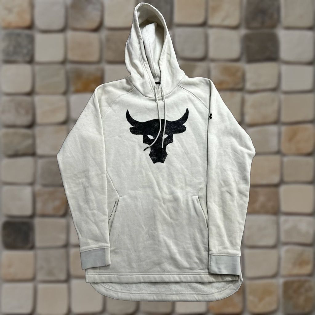 Under Armour Under Armour Project Rock Terry Hoodie Mens Small Beige Fleece Lined Loose Fit Size US S / EU 44-46 / 1 - 1 Thumbnail