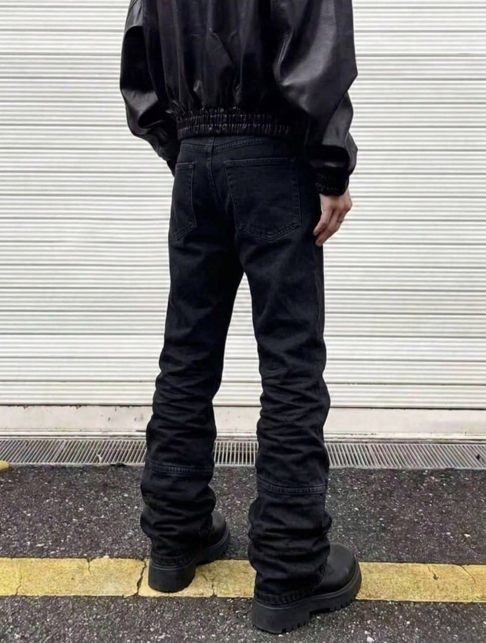 Japanese Brand flare bootcut painted black jeans Size 30" / US 8 / IT 44 - 2 Thumbnail