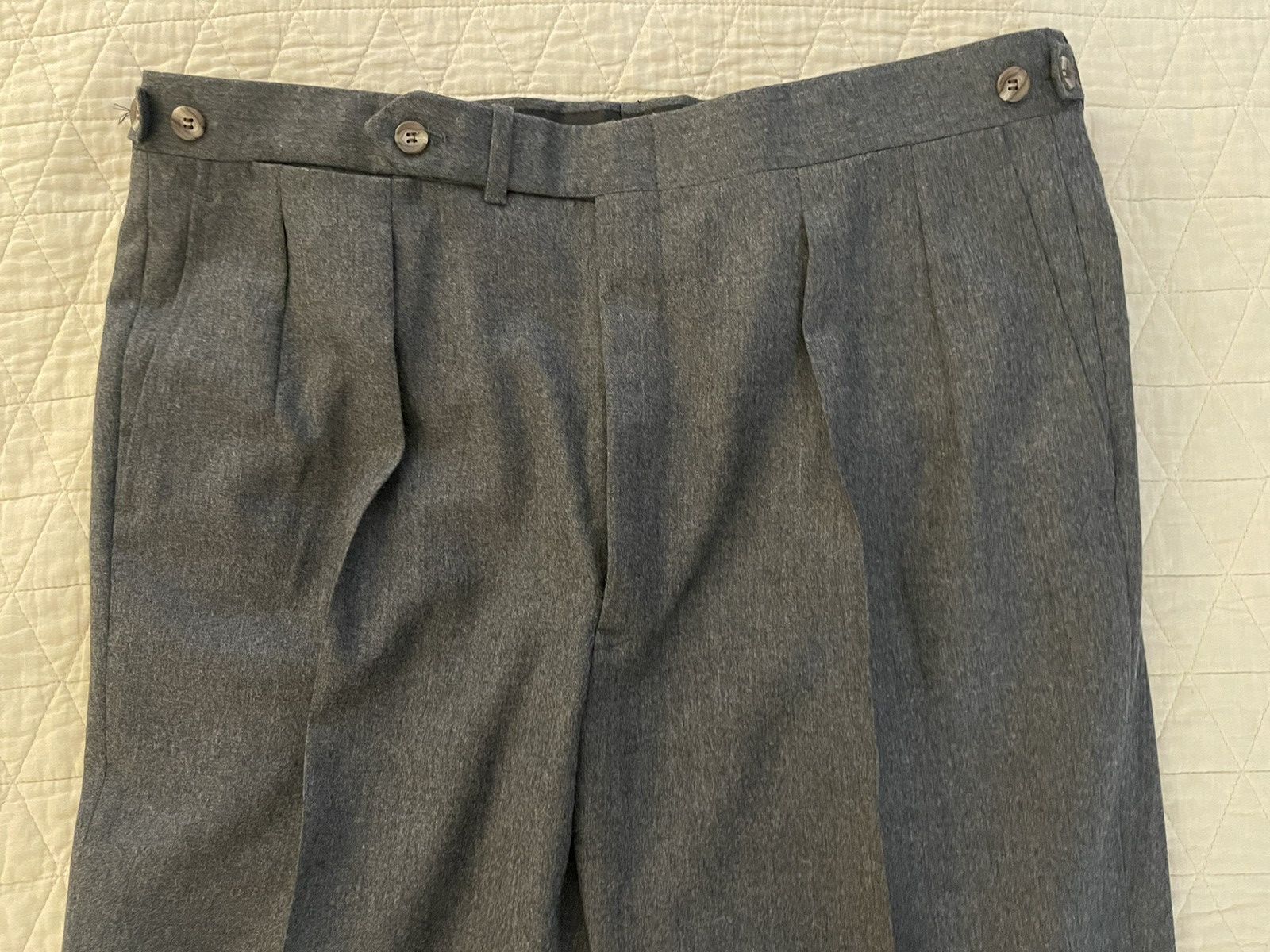 Chaps Ralph Lauren × Vintage Double Breasted Wool Flannel Pleated Suit Size 42L - 13 Thumbnail