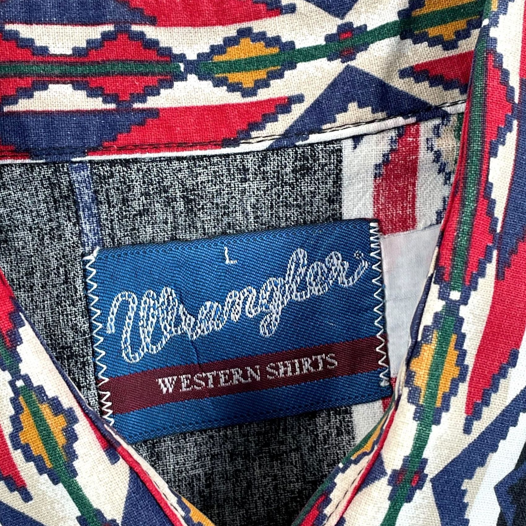 Wrangler VINTAGE Wrangler Brushpopper Shirt Men Large Black Multi Aztec Southwestern AOP Pearl Snap Cowboy Western Retro Ranch 2000s Mens Size US L / EU 52-54 / 3 - 2 Thumbnail