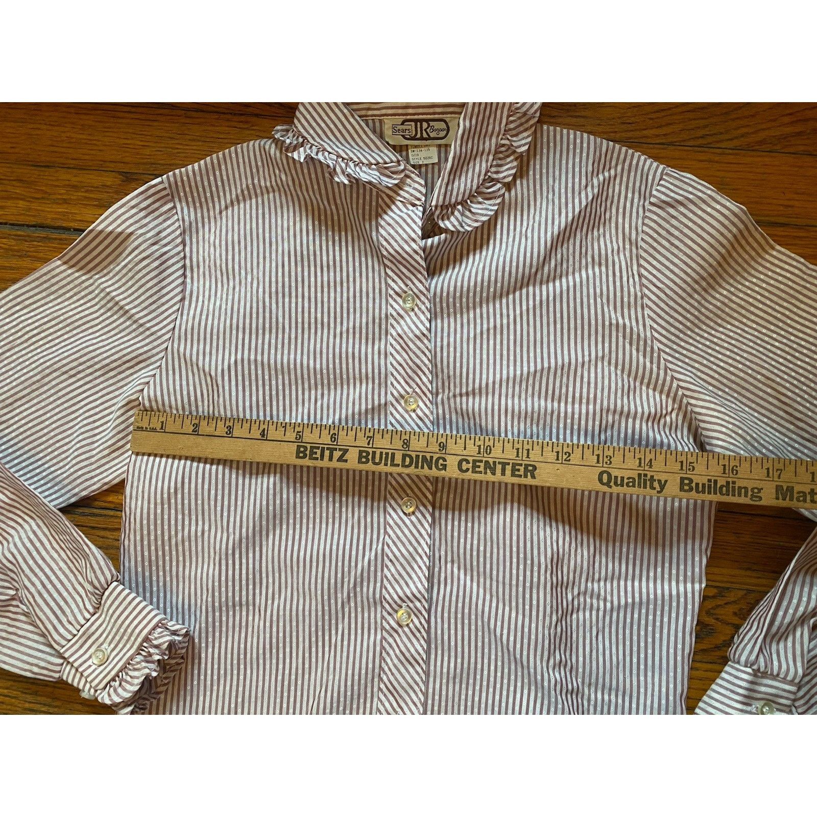 Sears VTG Sears Ruffle Top Women’s Junior 7 Button Shirt Burgundy Size S / US 4 / IT 40 - 5 Thumbnail