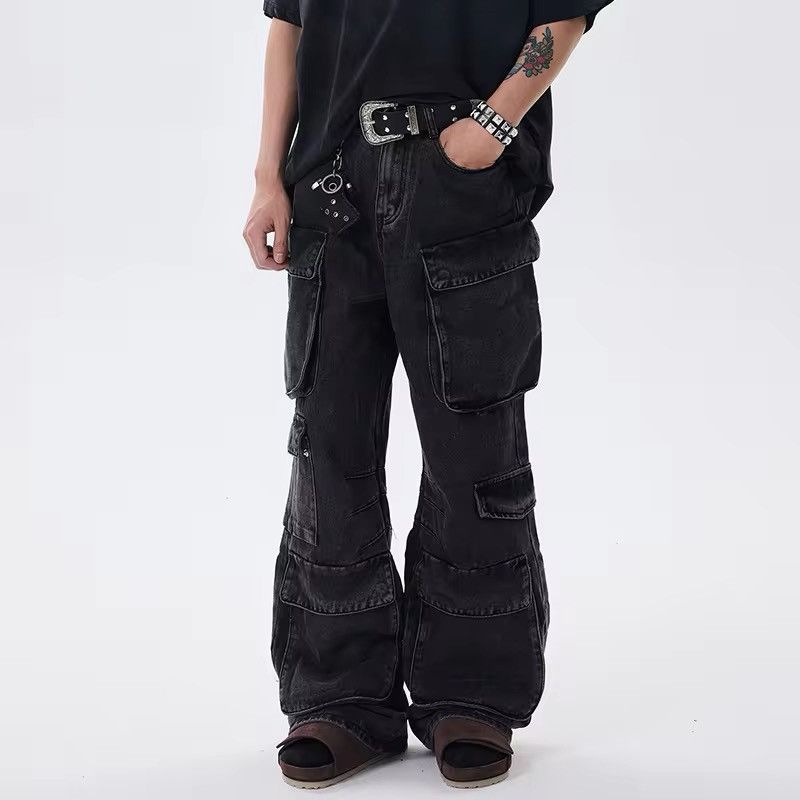 Japanese Brand × Jean Heavy vintage wash multi-pocket baggy design jeans Size US 34 / EU 50 - 4 Thumbnail