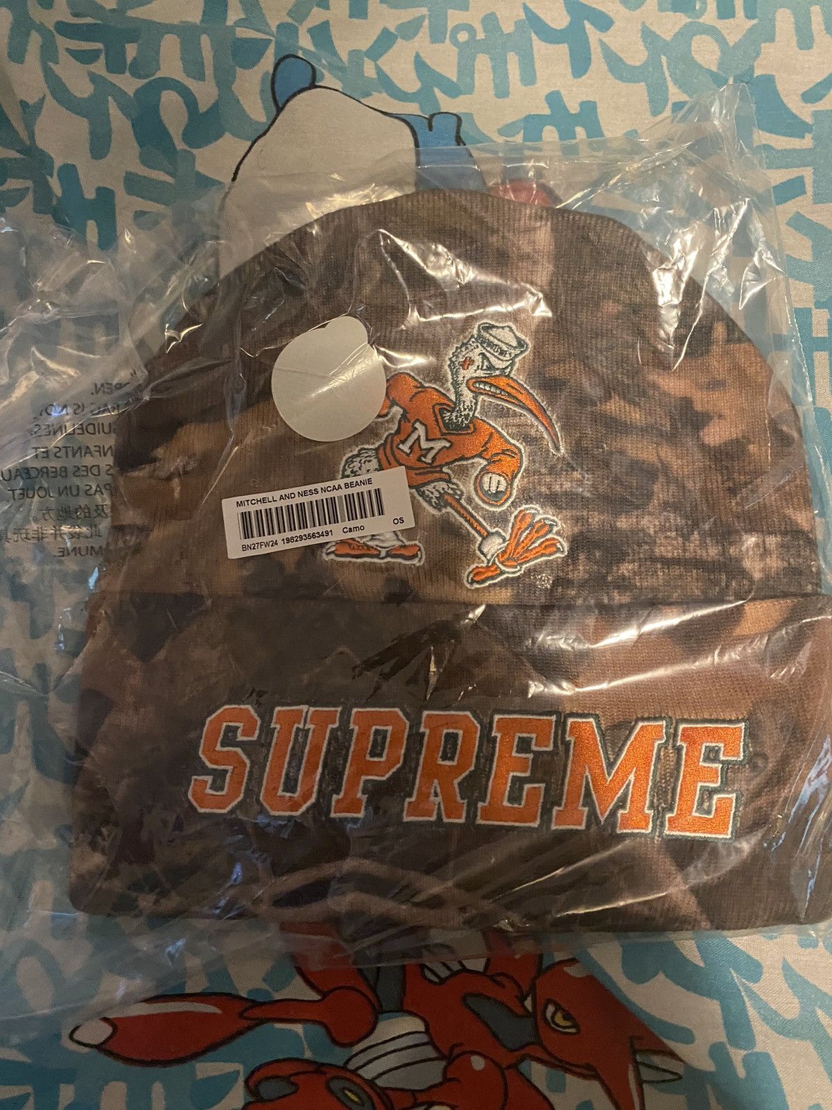 Mitchell & Ness × NCAA × Supreme Supreme Mitchell & Ness NCAA Beanie TrueTimer Kanati Miami Size ONE SIZE - 3 Thumbnail