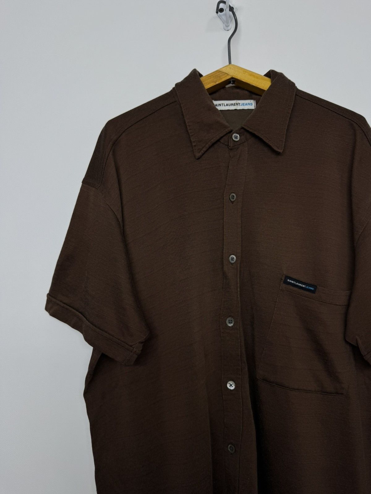 Saint Laurent Paris Vintage Saint Laurent Brown Luxury Shirt Size US L / EU 52-54 / 3 - 6 Thumbnail