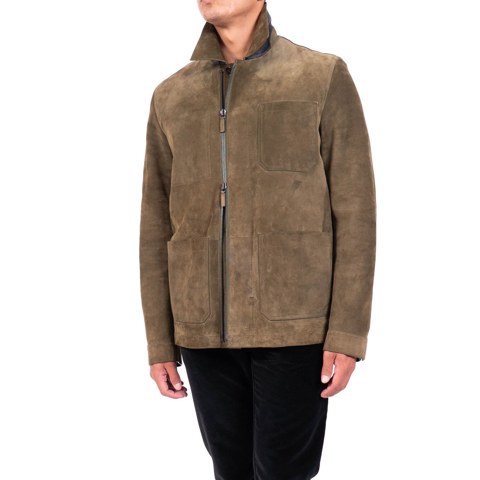 Berluti FW18 Oversized Fur Lined Jacket in Khaki Suede Size US S / EU 44-46 / 1 - 1 Thumbnail