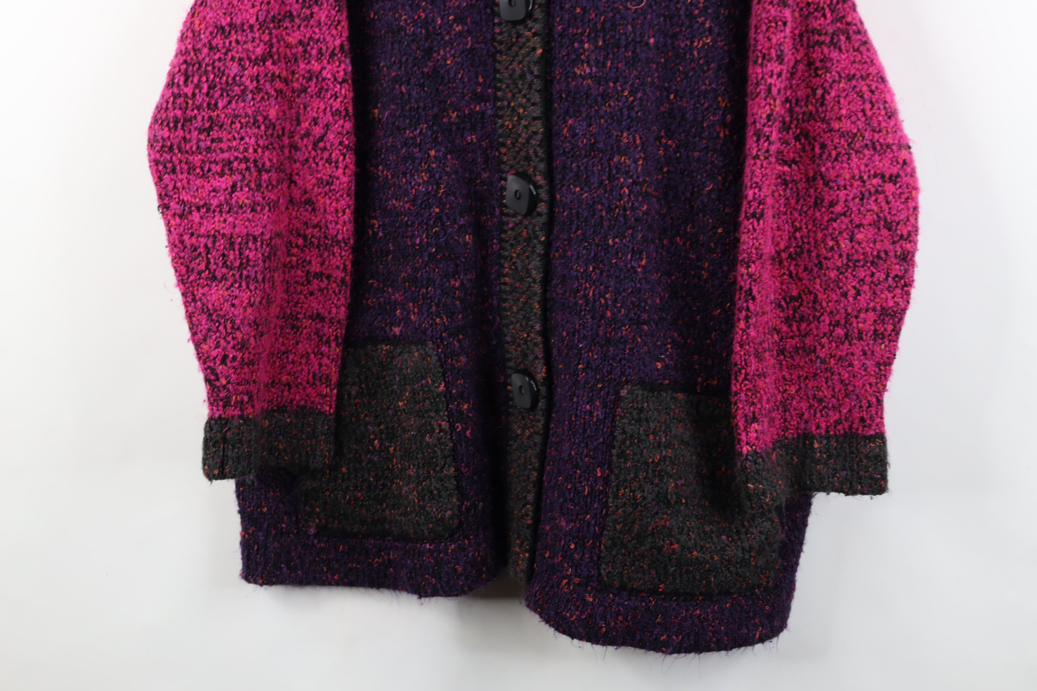 Vintage Vintage 90s Lagenlook Big Button Collared Cardigan Sweater Size 3XL / US 20-22 - 3 Thumbnail