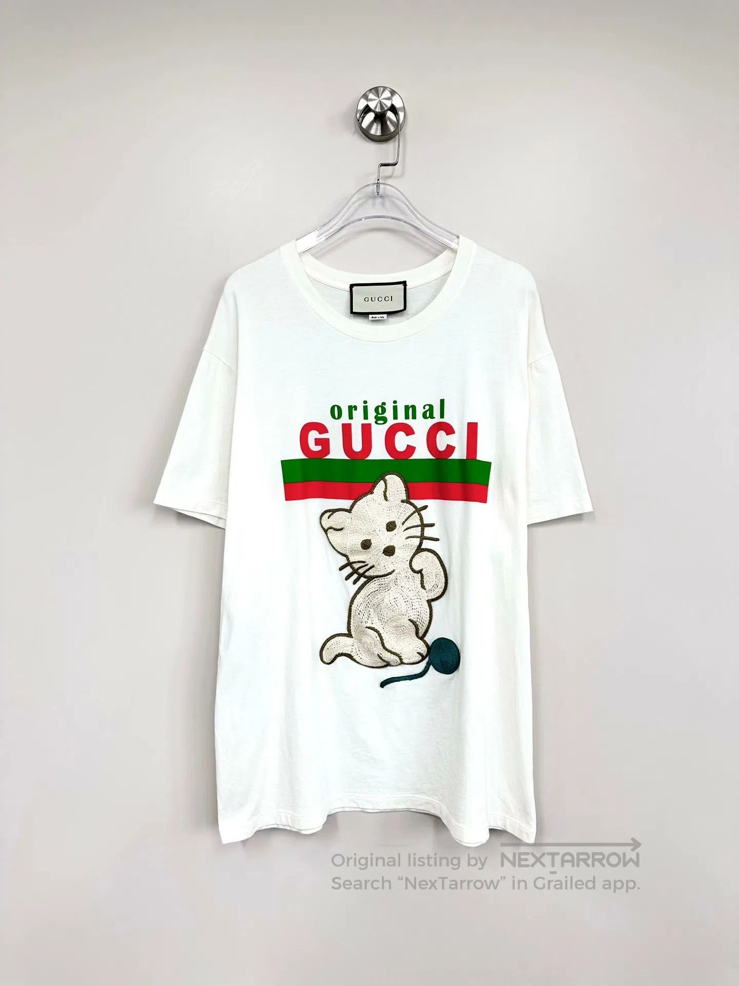 Gucci Guicci White Embroidered Cat Letter Logo Short Sleeve| Size US M / EU 48-50 / 2 - 1 Thumbnail