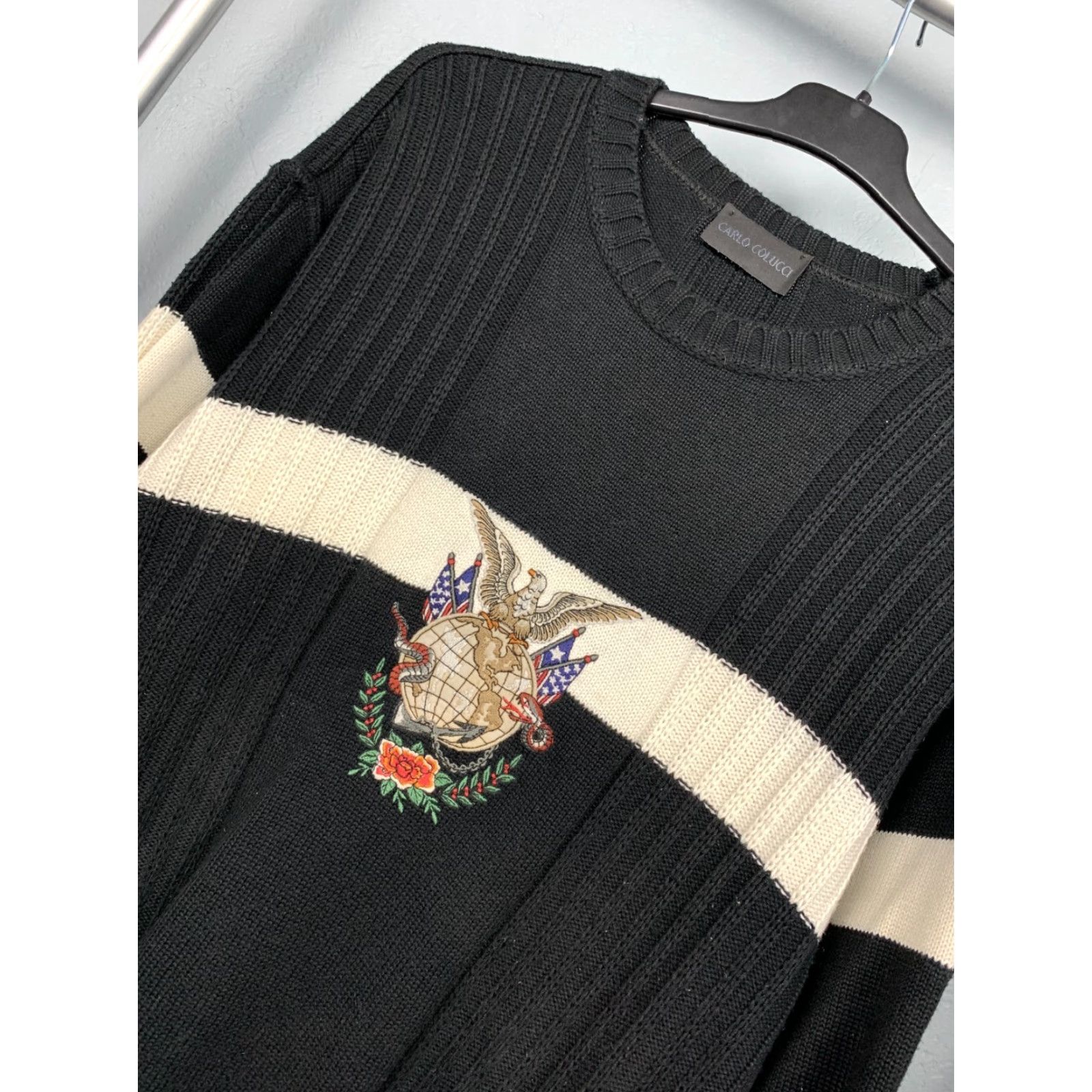 Carlo Colucci Carlo Colucci Mens Vintage Knit Crew Neck Sweater L Black Size US L / EU 52-54 / 3 - 2 Thumbnail