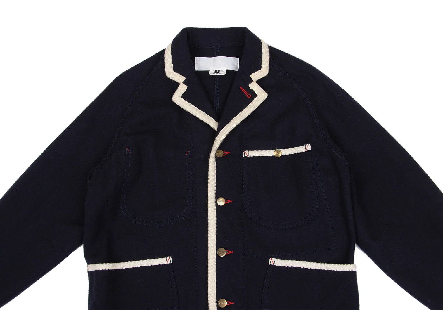 Ganryu Wool Flannel Piping Design Jacket in Navy, Size S Size US S / EU 44-46 / 1 - 2 Thumbnail