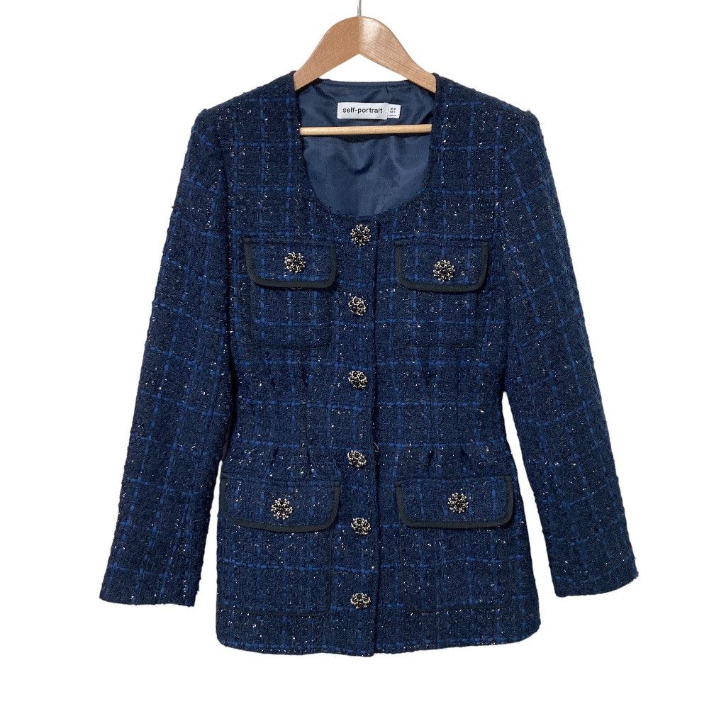 Other Other Self-Portrait Lame Tweed Collarless Jacket Textile Outerwear DUTY FREE for USA Size ONE SIZE - 1 Thumbnail