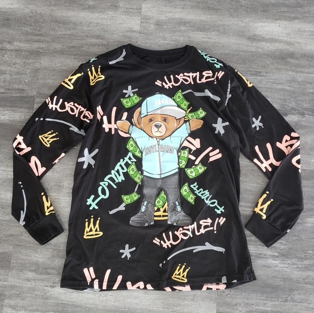 Designer Black Hustle Bear Bailey Apparel Long Sleeve Size US L / EU 52-54 / 3 - 1 Thumbnail