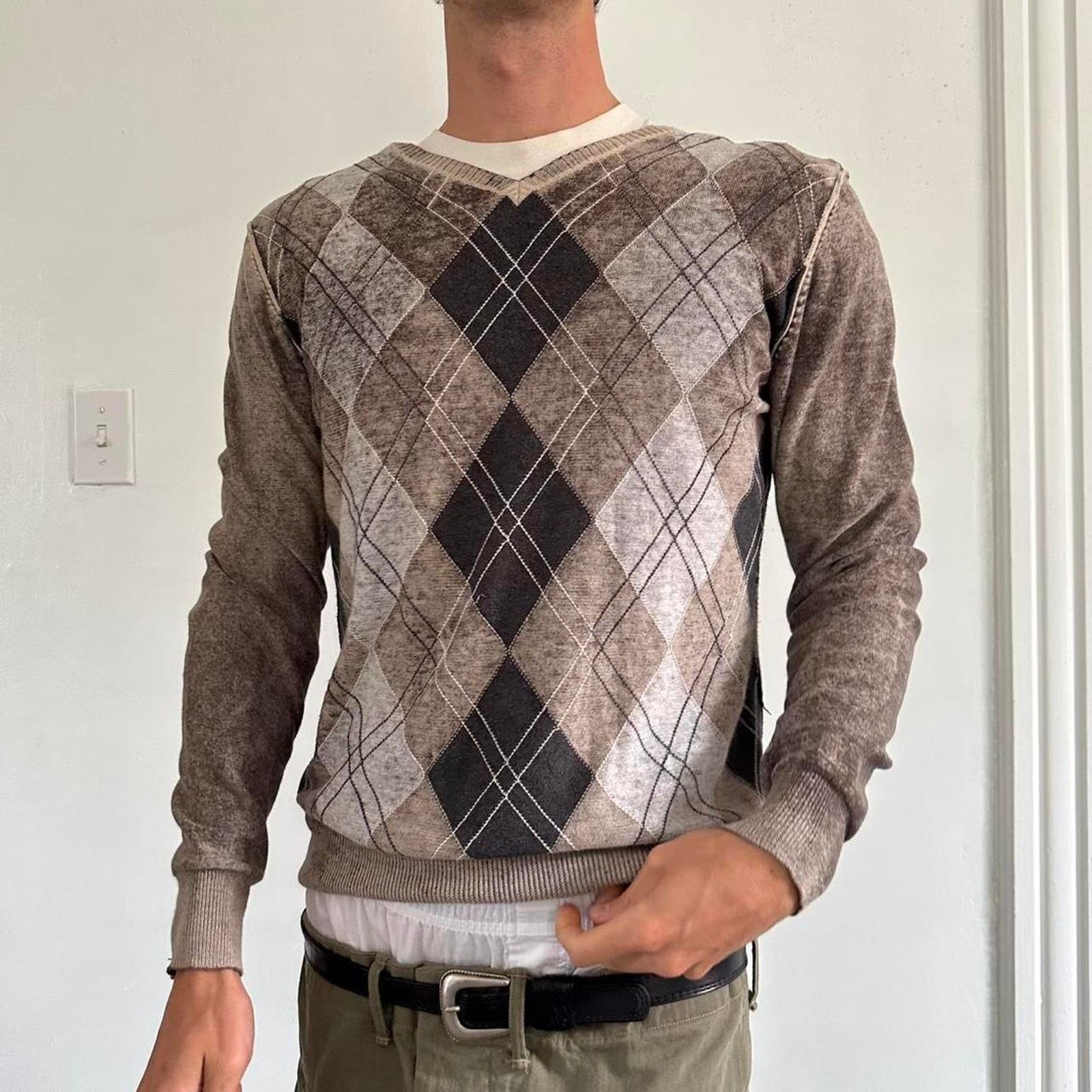 BKE Vintage Y2K BKE Grunge Preppy Overdyed Argyle Plaid Sweater Size S / US 4 / IT 40 - 7 Thumbnail
