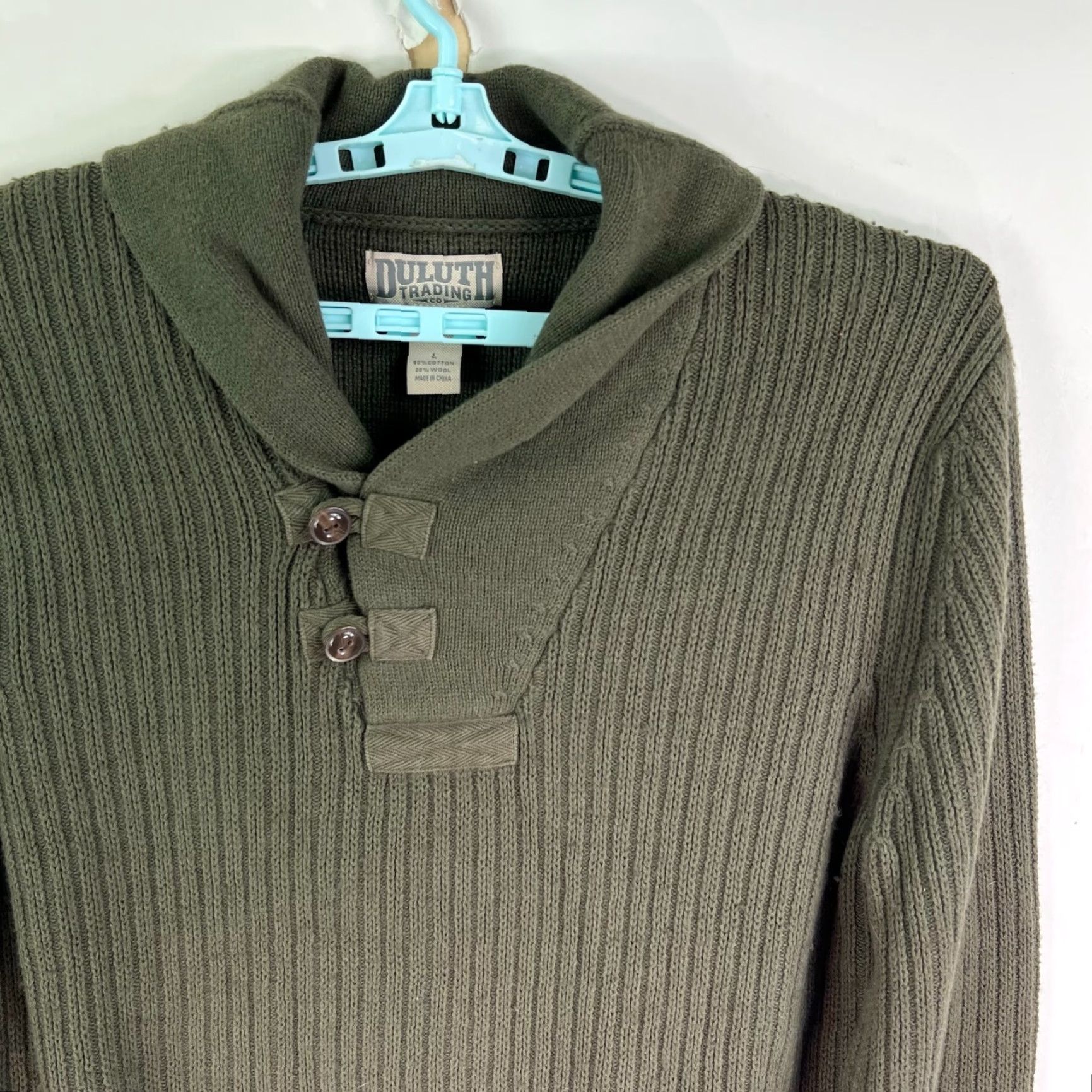 Vintage Duluth Infantry Wool Cotton Blend Sweater Mens Large Green High Neck Pullover Knit Shirt Size US L / EU 52-54 / 3 - 3 Thumbnail