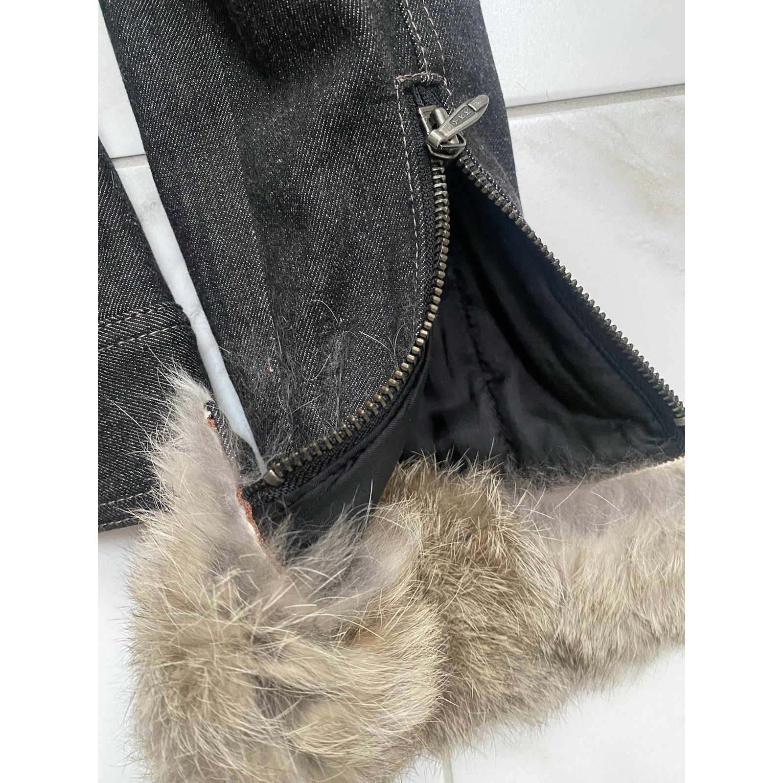 Anne Klein Anne Fontaine Blk Denim Jkt w/removable fur collar vintage Size S / US 4 / IT 40 - 8 Thumbnail