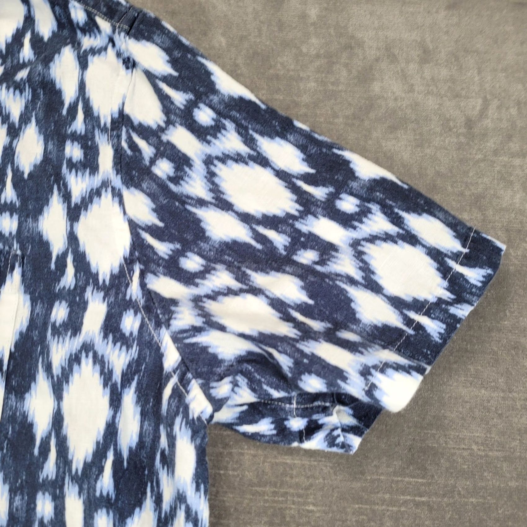 Gap GAP Mens L Linen Blend Short Sleeve Button Up Shirt Indigo Ikat Print Size US L / EU 52-54 / 3 - 6 Thumbnail