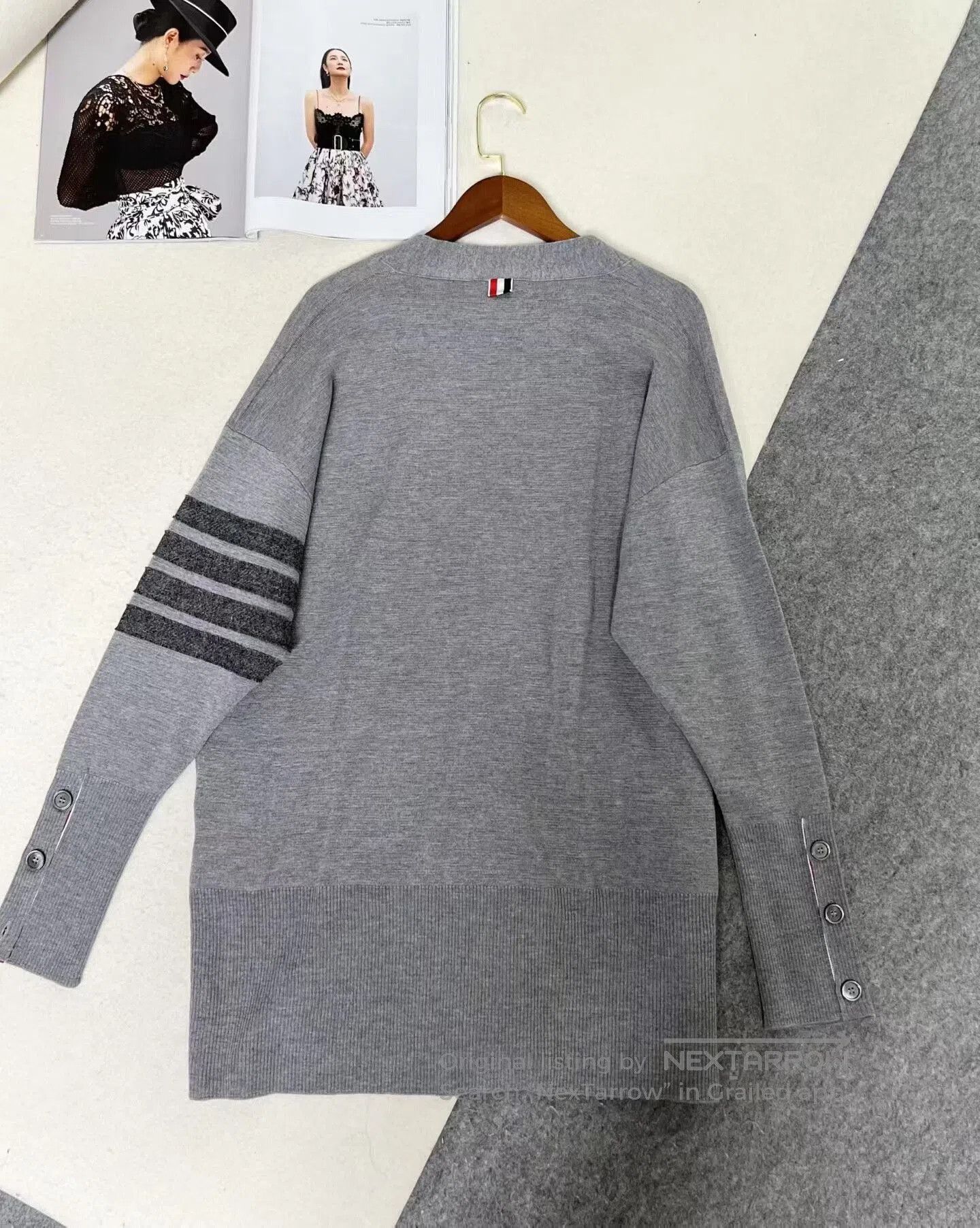 Thom Browne Thom Browne Grey V-Neck Wool Cardigan. Size US L / EU 52-54 / 3 - 3 Thumbnail