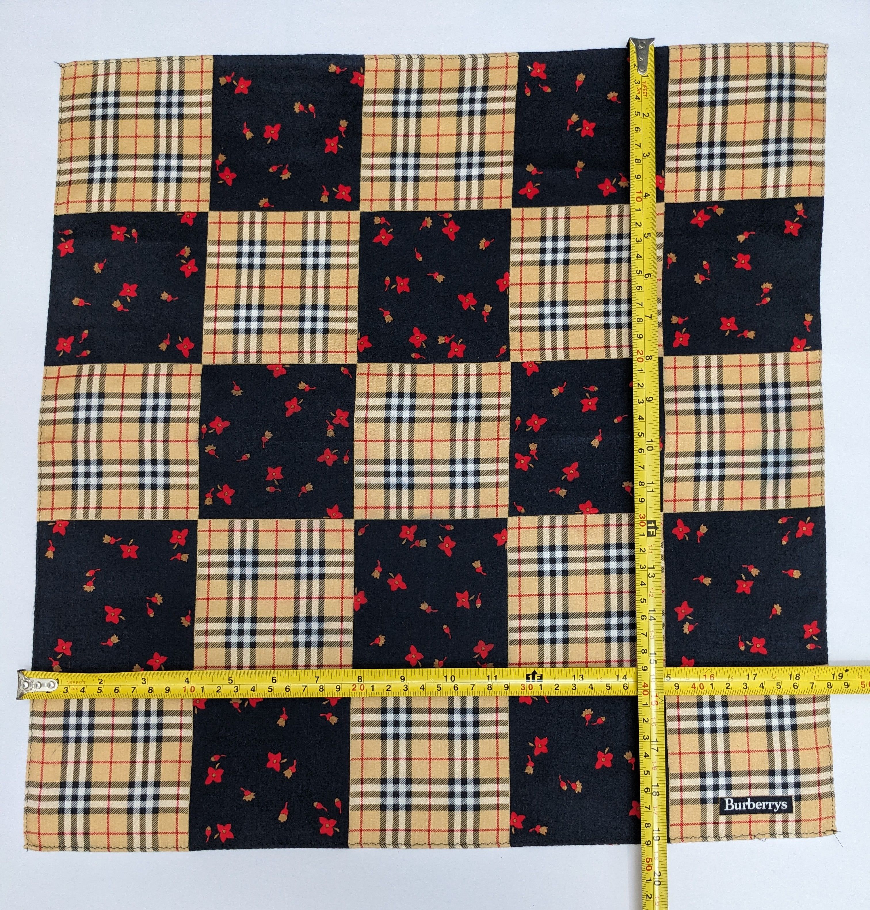 Burberry Burberrys Handkerchief Nova Check Patchwork Floral Print Size ONE SIZE - 4 Thumbnail