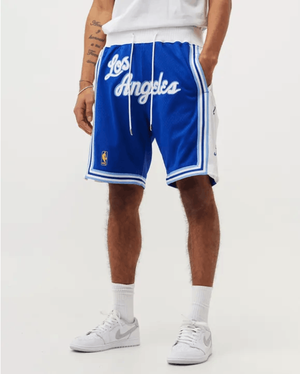 image of M&n X Just Don La Lakers 1996 Authentic Shorts in Blue/White, Men's (Size 36)