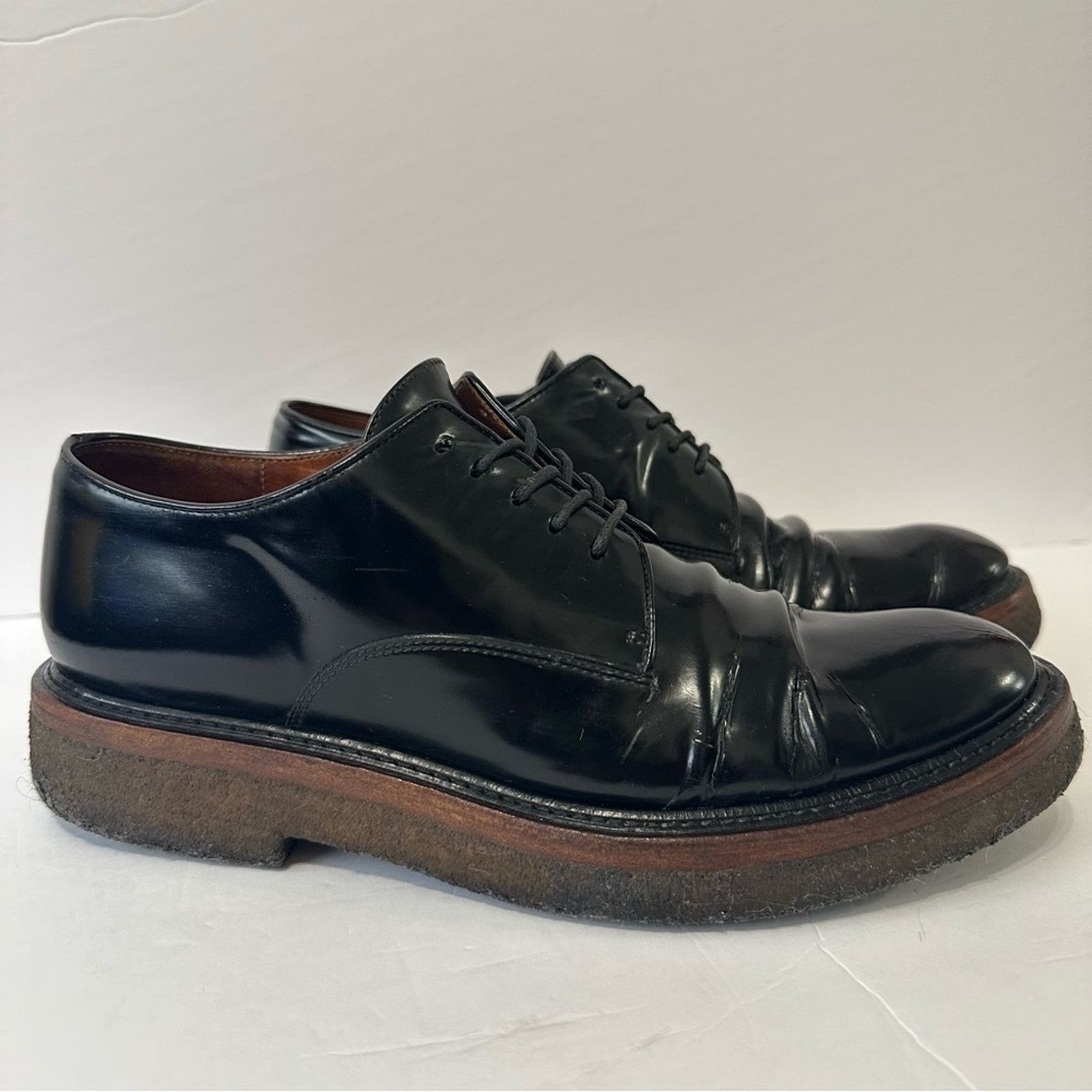 Dries Van Noten 90s style Black Patent Leather Oxford Shoes EU 37.5 Platform Size US 7.5 / IT 37.5 - 8 Thumbnail