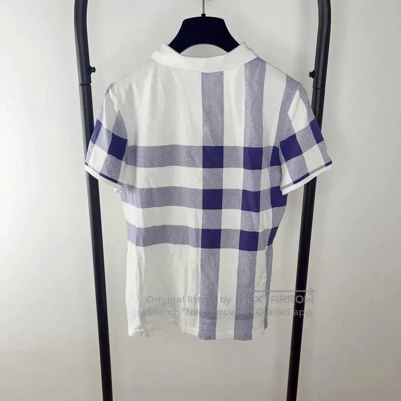 Burberry Burberry White and Purple Checkered Polo. Size M / US 6-8 / IT 42-44 - 2 Thumbnail