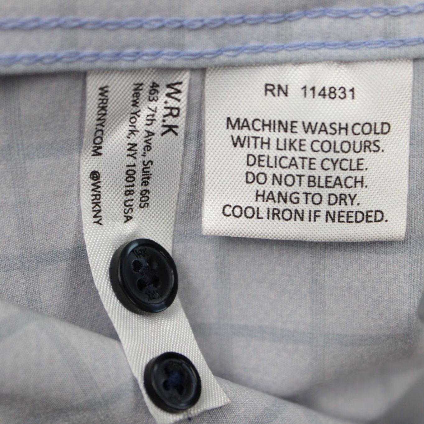Vintage WRK Dress Shirt Mens 18 Blue Slim Fit 4-Way Stretch Polyester Blended Fabric Strc Geometric Pattern Shirt Size 48R - 4 Thumbnail