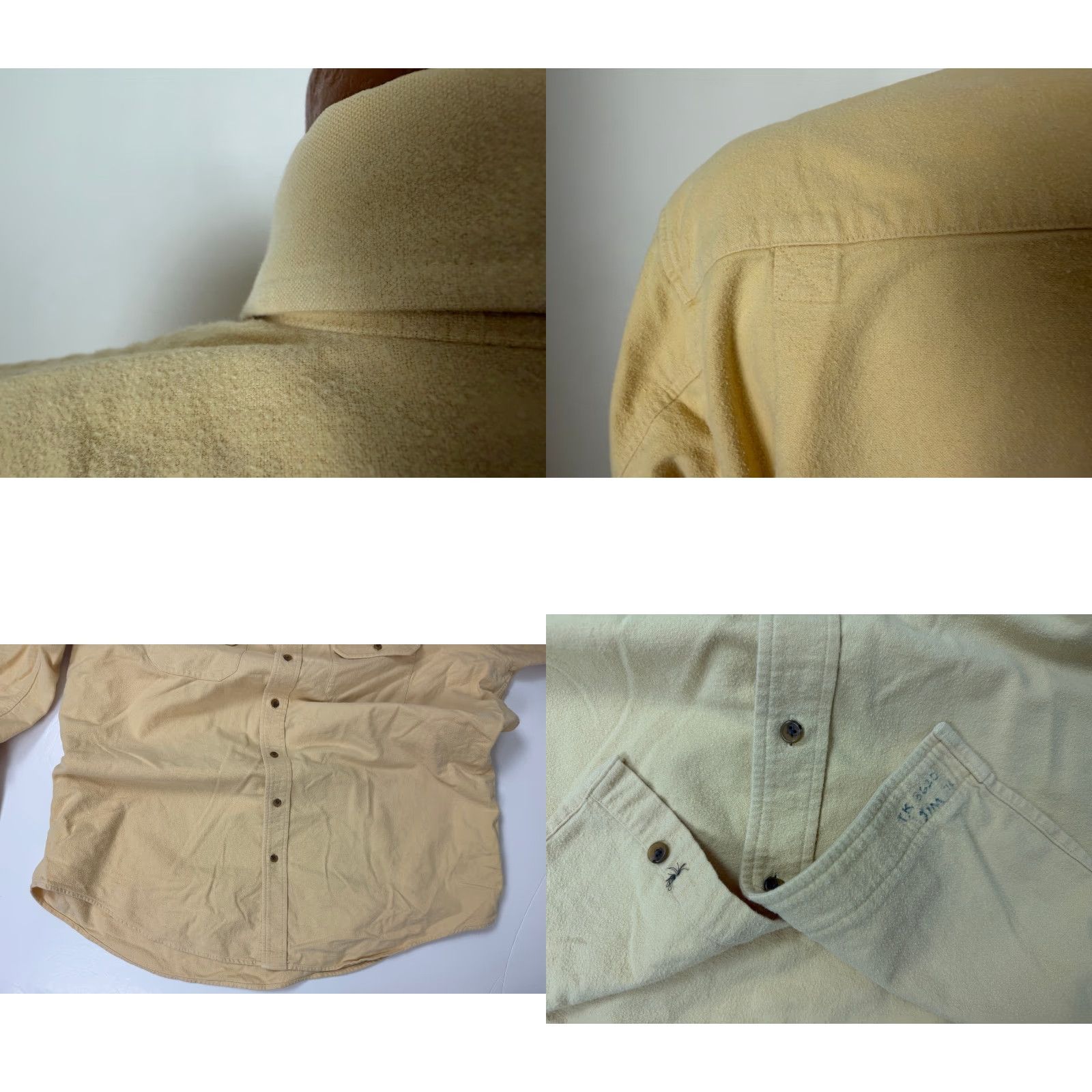 Lands' End VINTAGE Lands' End Chamois Flannel Shirt Mens XLT Tall Yellow Cotton Heavyweight Button-Up Regular Size US XL / EU 56 / 4 - 8 Thumbnail