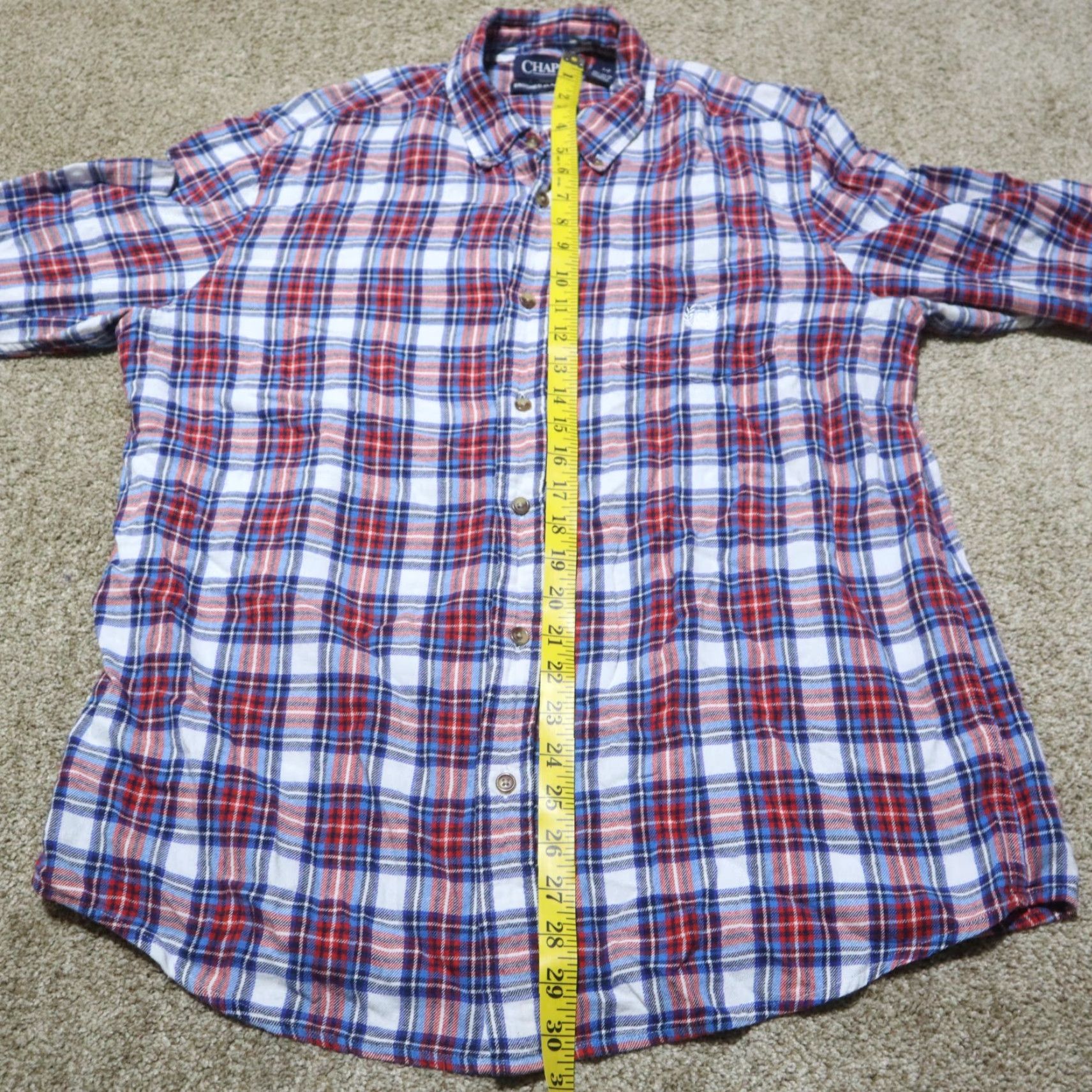 Chaps Chaps Shirt Adult Large Red Plaid Button Down Brushed Flannel Cotton Pocket 90s Outdoor Preppy Mens Size US L / EU 52-54 / 3 - 5 Thumbnail
