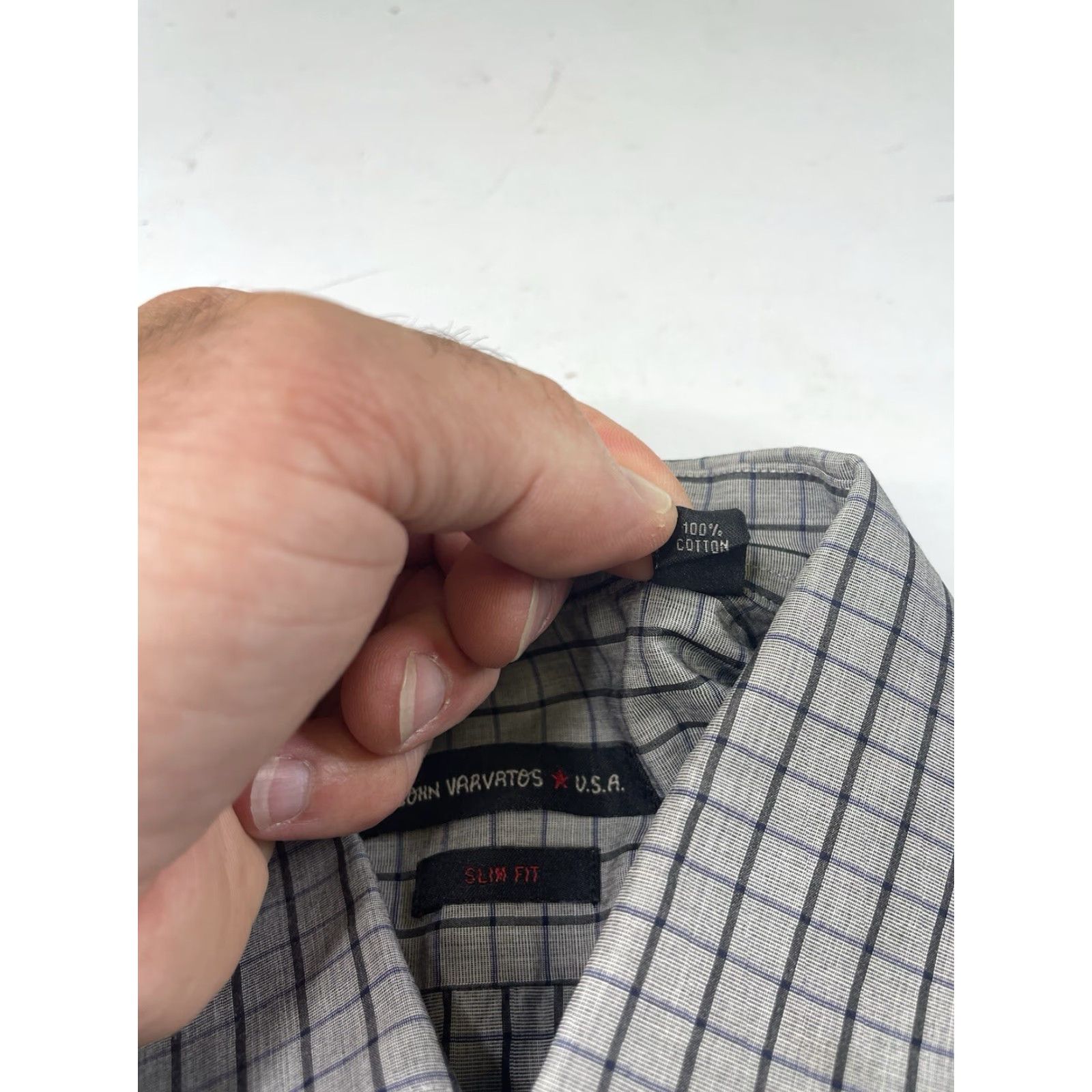 John Varvatos John Varvatos Star USA Dress Shirt SLIM FIT Gray Check Button Down 16.5 34/35 Mens Regular 16.5 Gray Shirt Size 46R - 3 Thumbnail