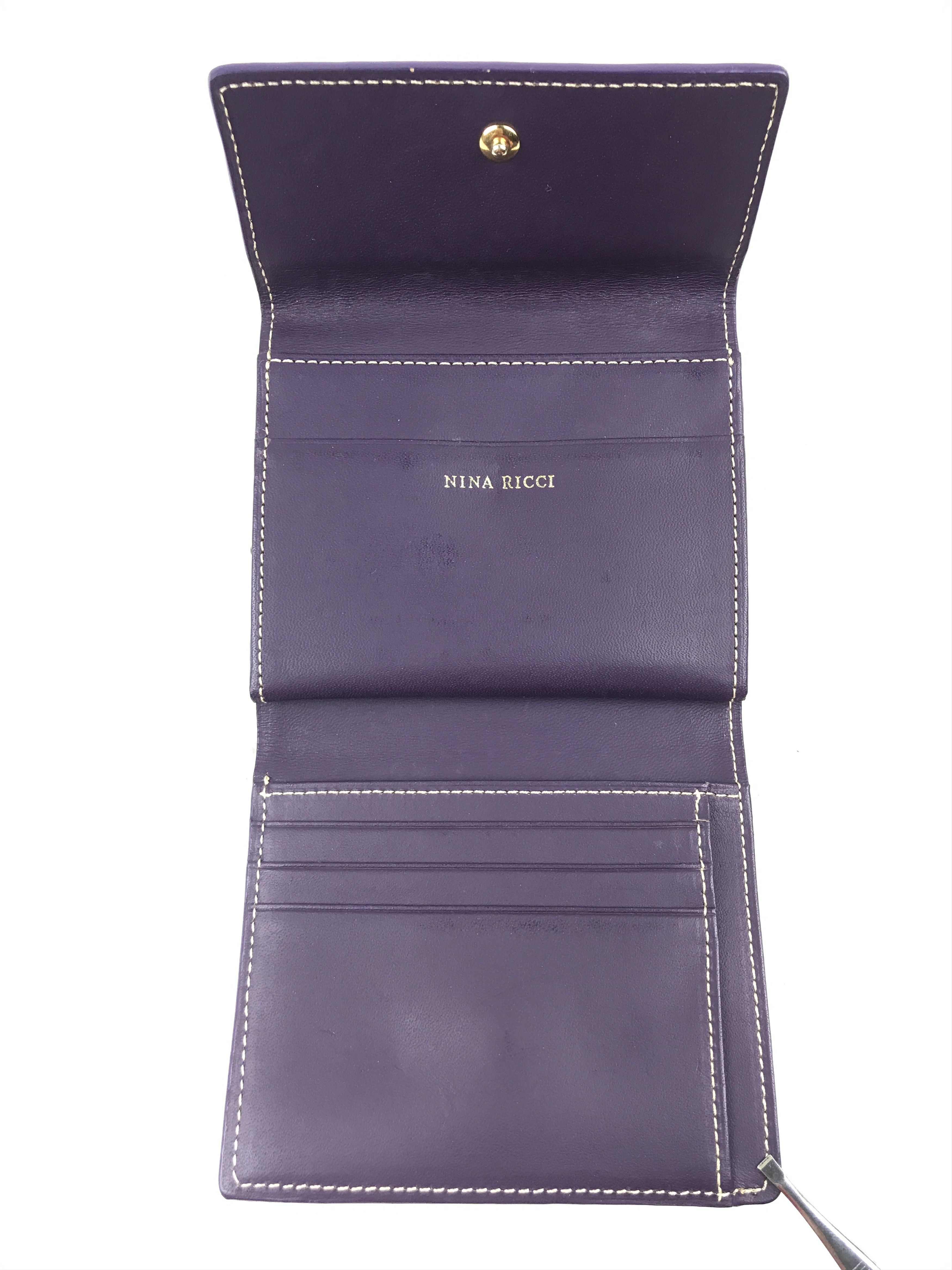 Vintage Nina Ricci Leather Pattern Kisslock Bifold Wallet