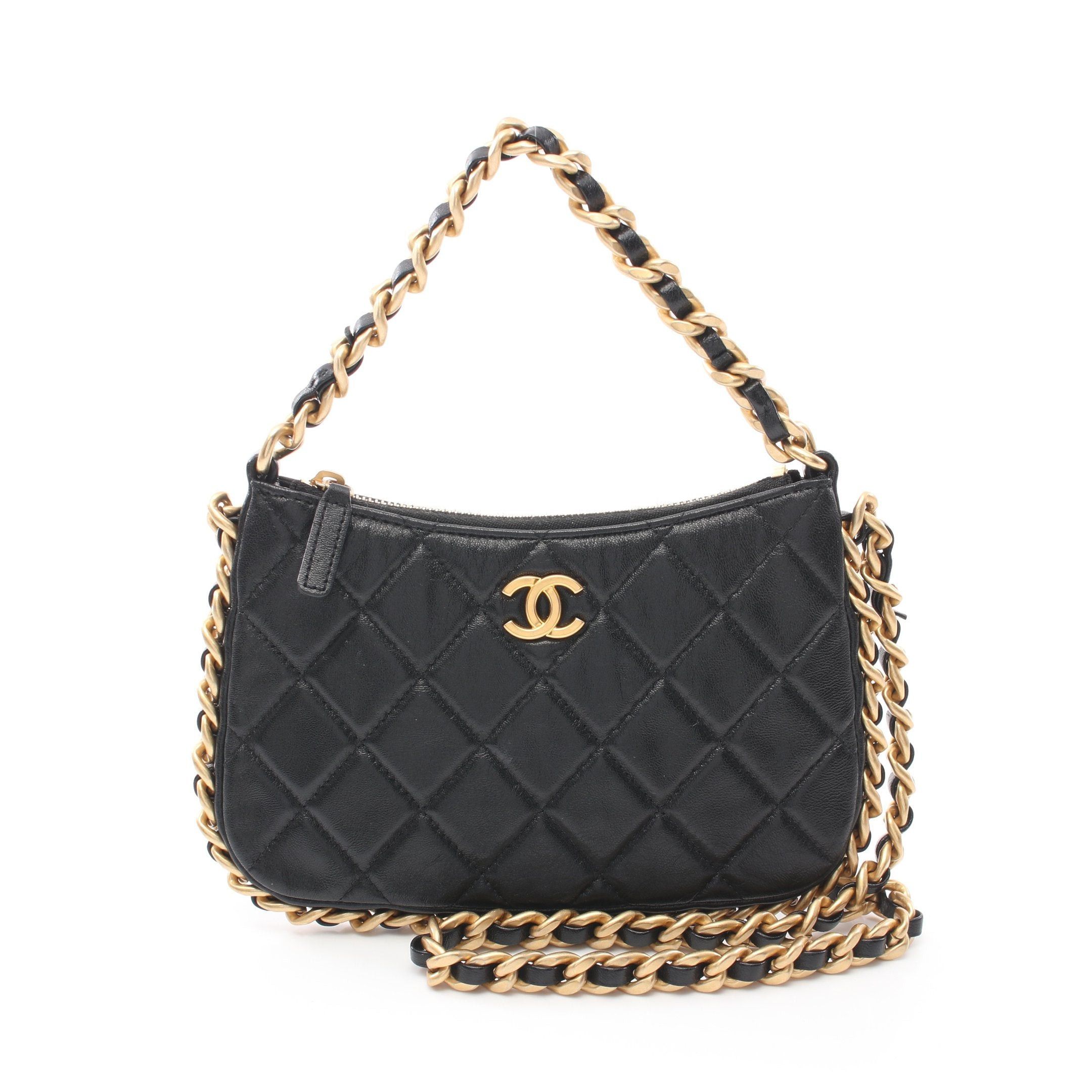 Chanel Chanel Matelasse Chain Shoulder Bag Lambskin Black Gold Hardware Size ONE SIZE - 1 Thumbnail