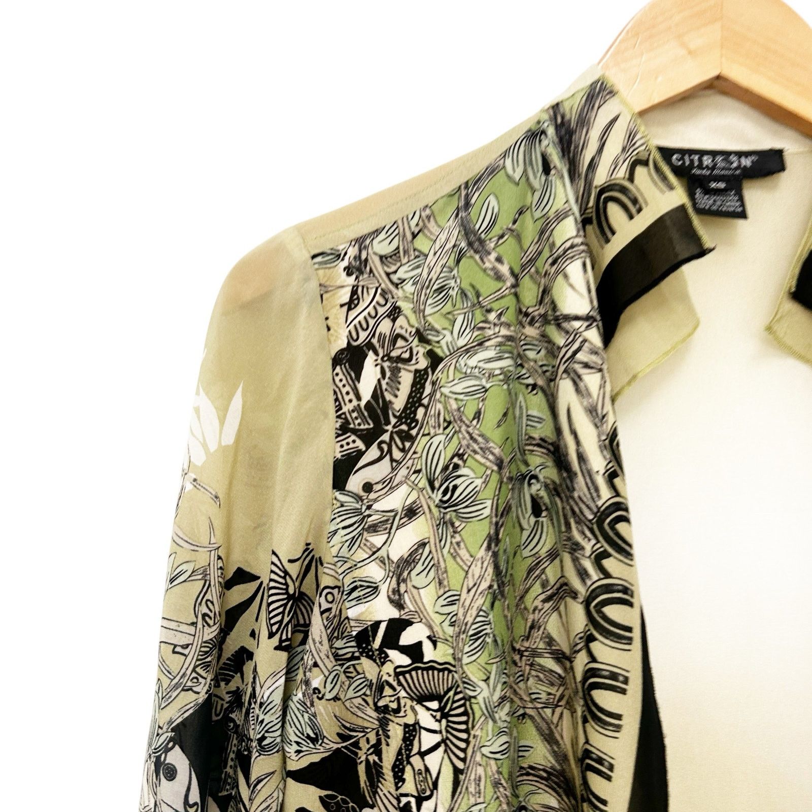 Other Citron Santa Monica Green Printer Silk Cardigan Sz XS Size XS / US 0-2 / IT 36-38 - 2 Thumbnail