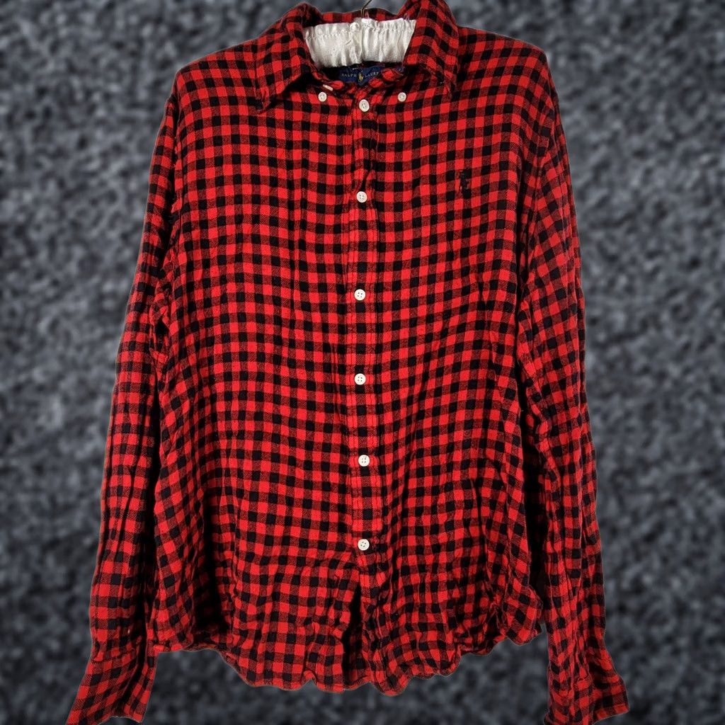 Ralph Lauren Ralph Lauren Shirt Mens XL Red/Black Buffalo Check Flannel Western Casual Pony Button-Down Long Sleeve Shirt Size US XL / EU 56 / 4 - 1 Thumbnail